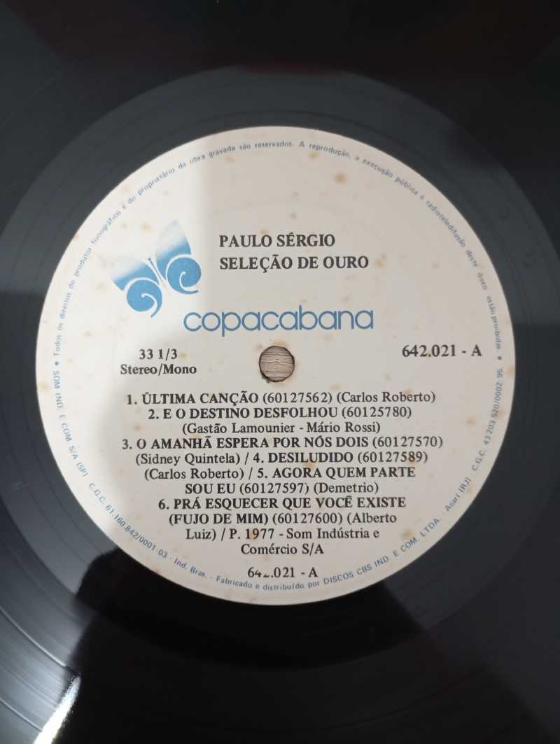 Lp Vinil Paulo Sergio Seleção De Ouro