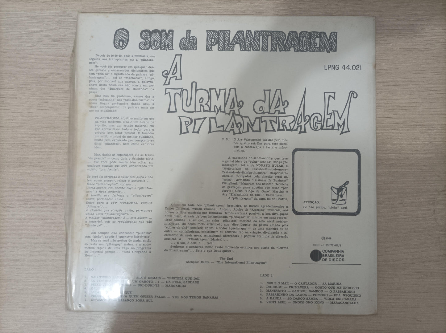 Lp Vinil A Turma Da Pilantragem O Som Da Pilantragem