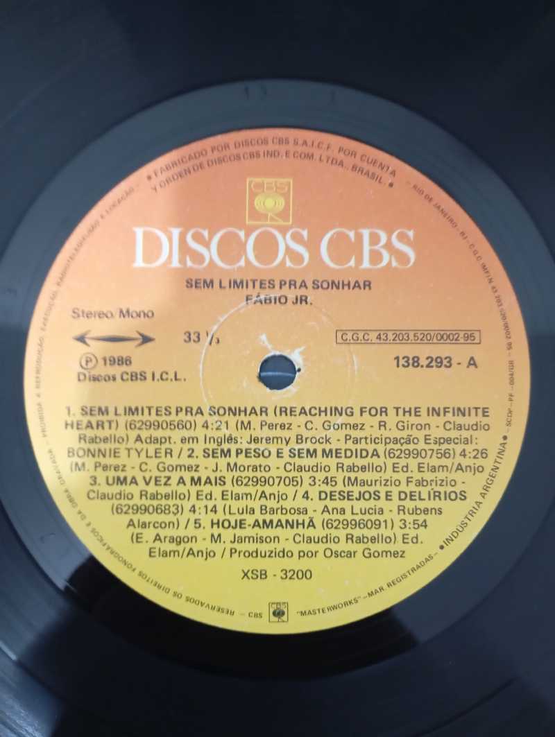 Lp Vinil Fábio Jr. Sem Limites Pra Sonhar Com Encarte