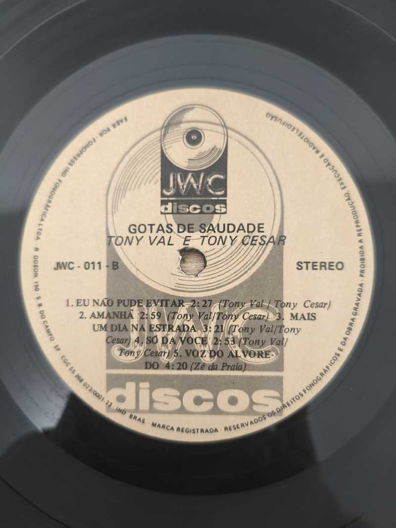Lp Vinil Toni Val & Toni Cezar Gotas de Saudade