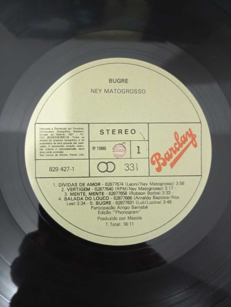 Lp Vinil Ney Matogrosso Bugre