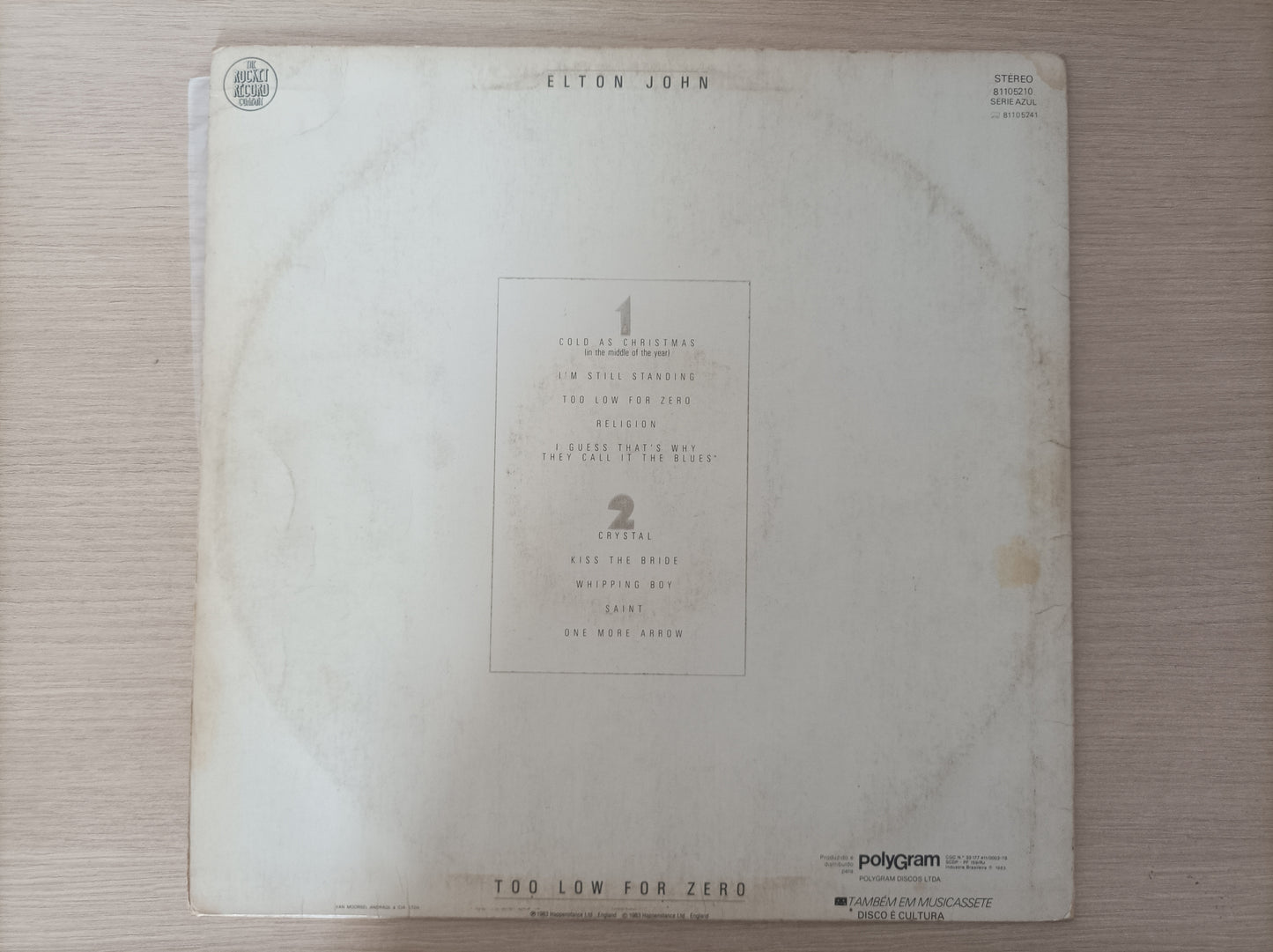 Lp Vinil Elton John Too low for zero Com encarte