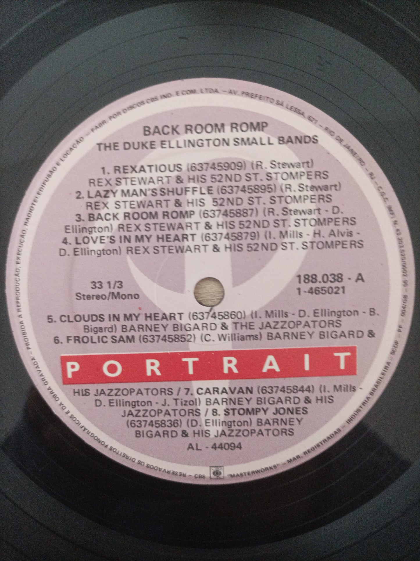 Disco Vinil Back Room Romp Duke Ellington Small Bands A