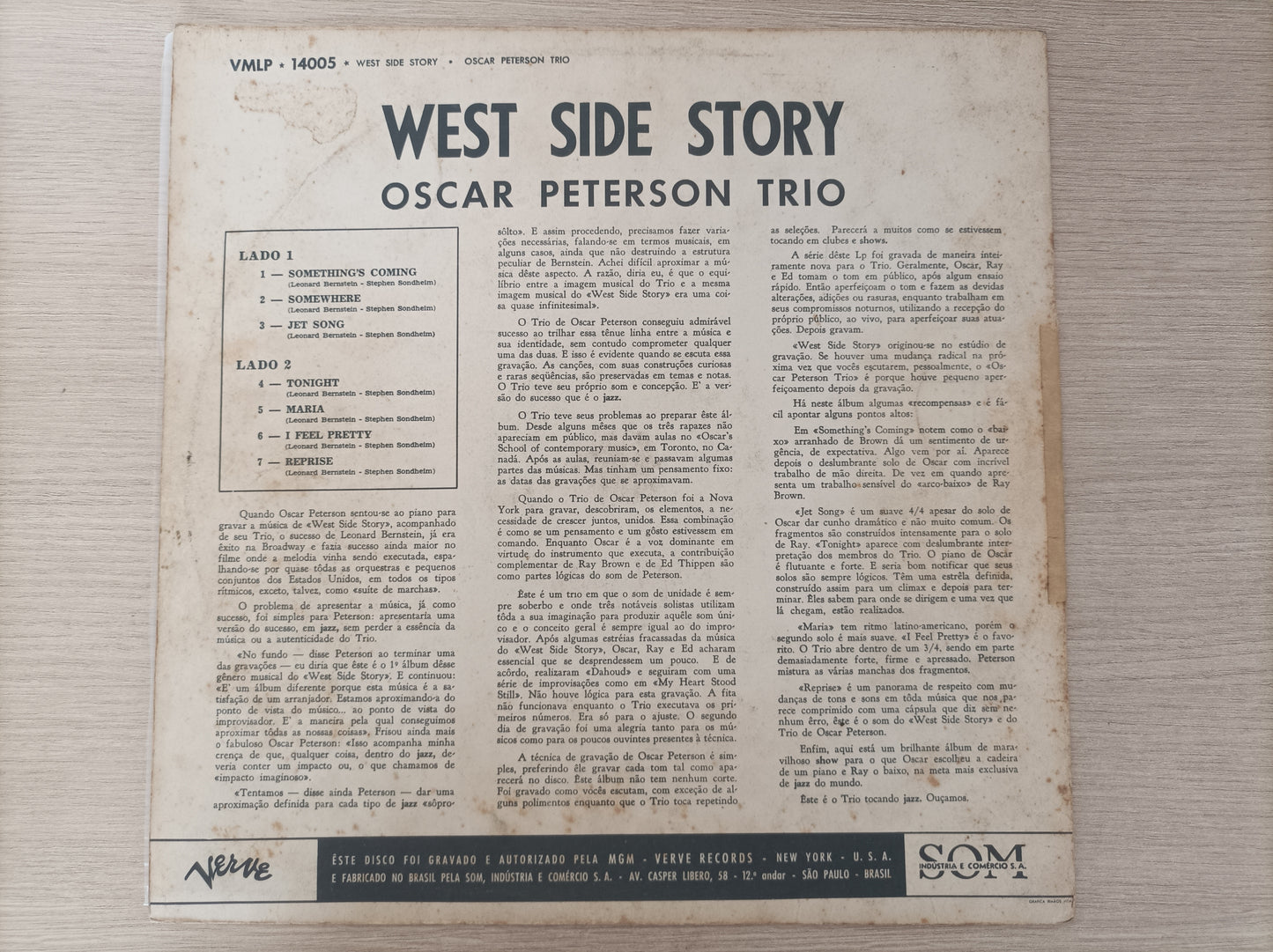 Disco Vinil West Side Story Oscar Peterson Trio A
