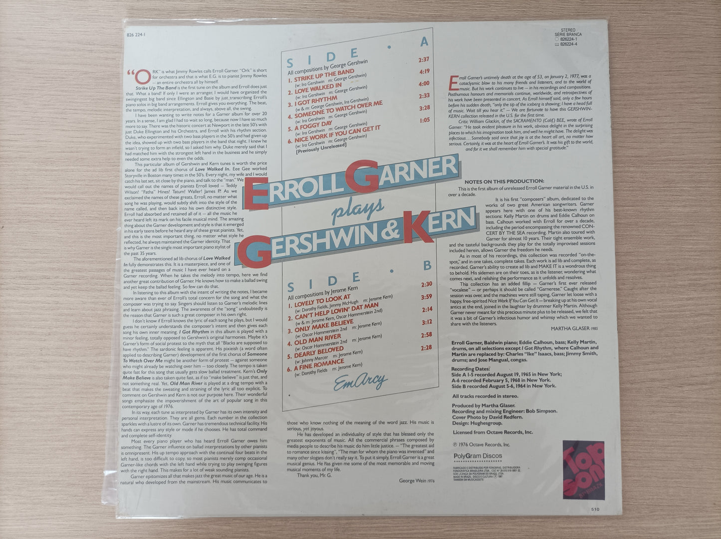 Lp Vinil Erroll Garner plays Gershwin & Kern