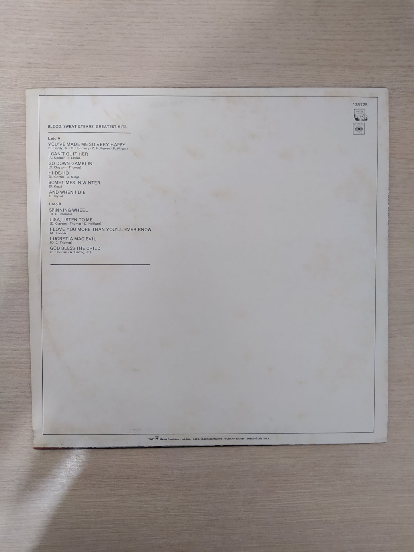 Lp Vinil Blood, Sweat & Tears Greatest Hits