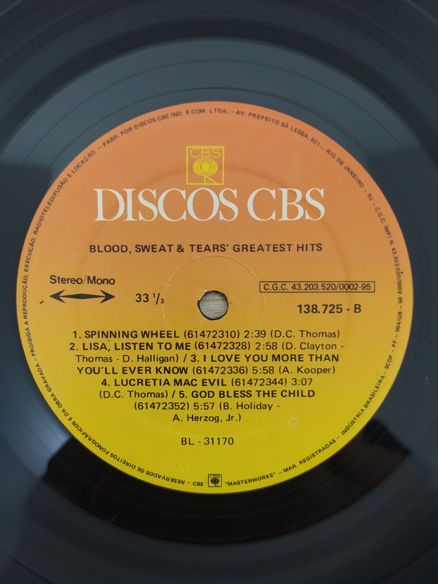 Lp Vinil Blood, Sweat & Tears Greatest Hits