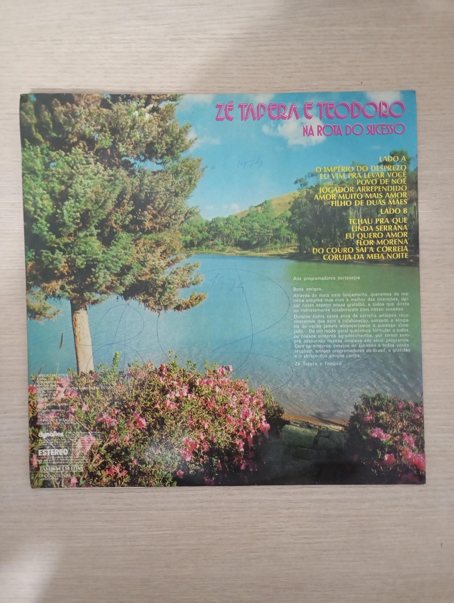 Lp Vinil Zé Tapera E Teodoro Na Rota do Sucesso