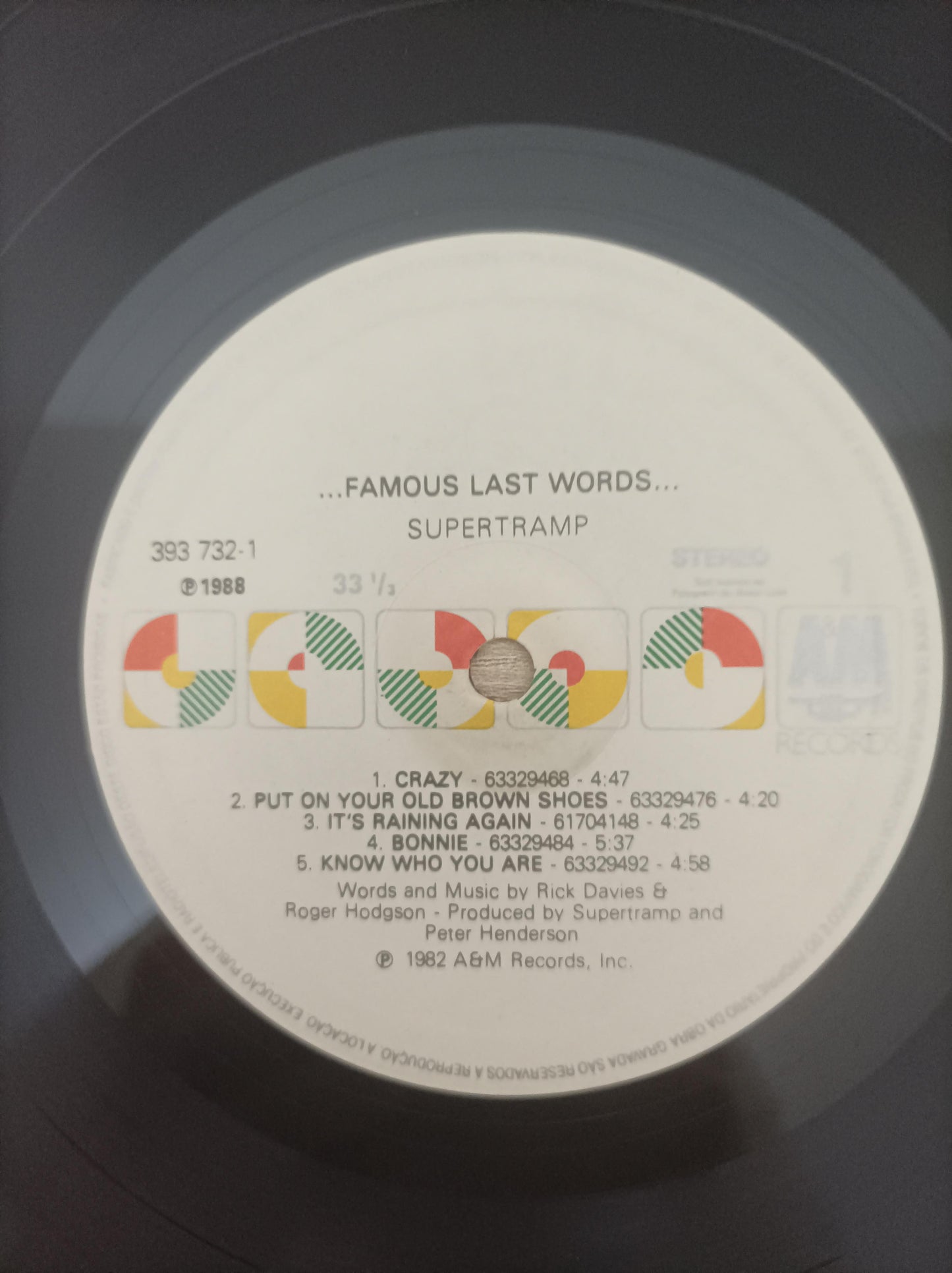 Lp Vinil Supertramp "...Famous Last Words..."