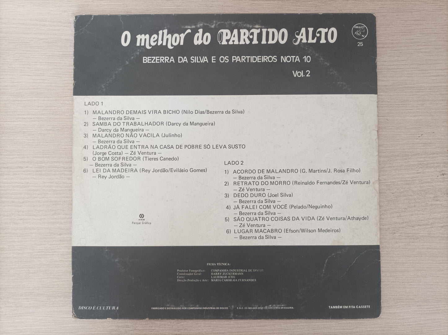 Lp Vinil Bezerra Da Silva O Melhor do Partido Alto Vol. 2