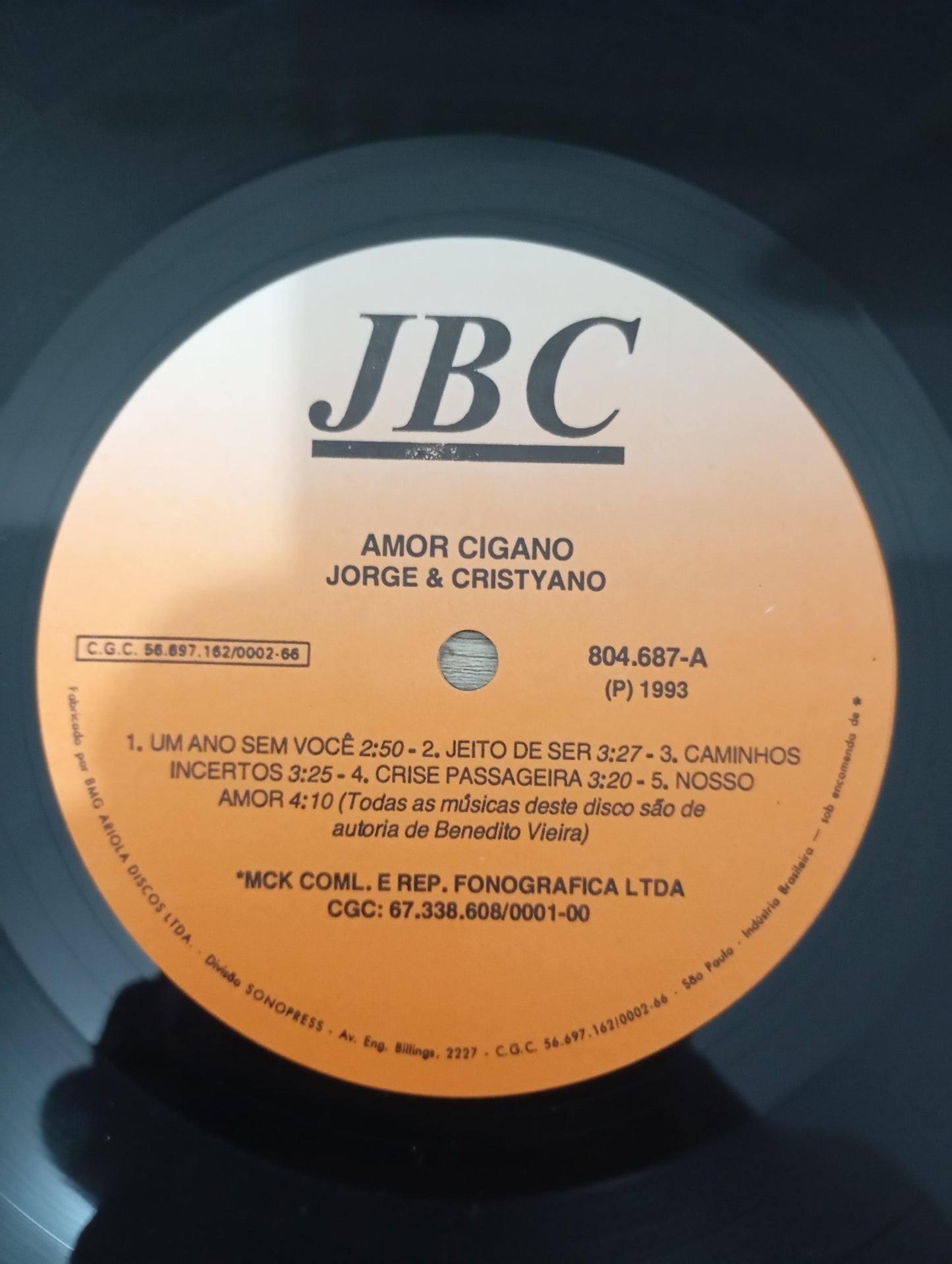 Lp Vinil Jorge & Cristyano Amor Cigano