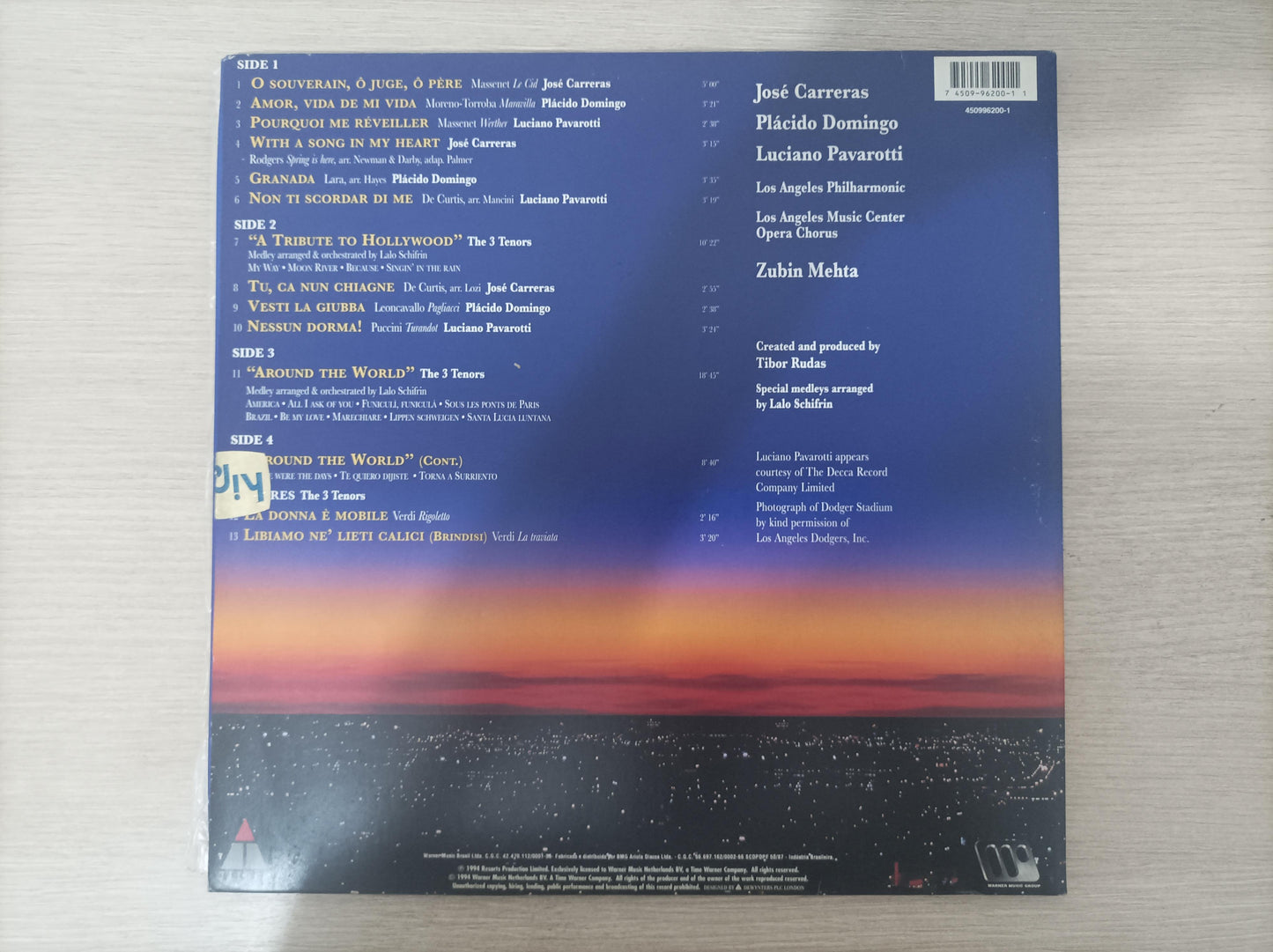 Lp Vinil The 3 Tenors In Concert 1994 Duplo Com Encartes