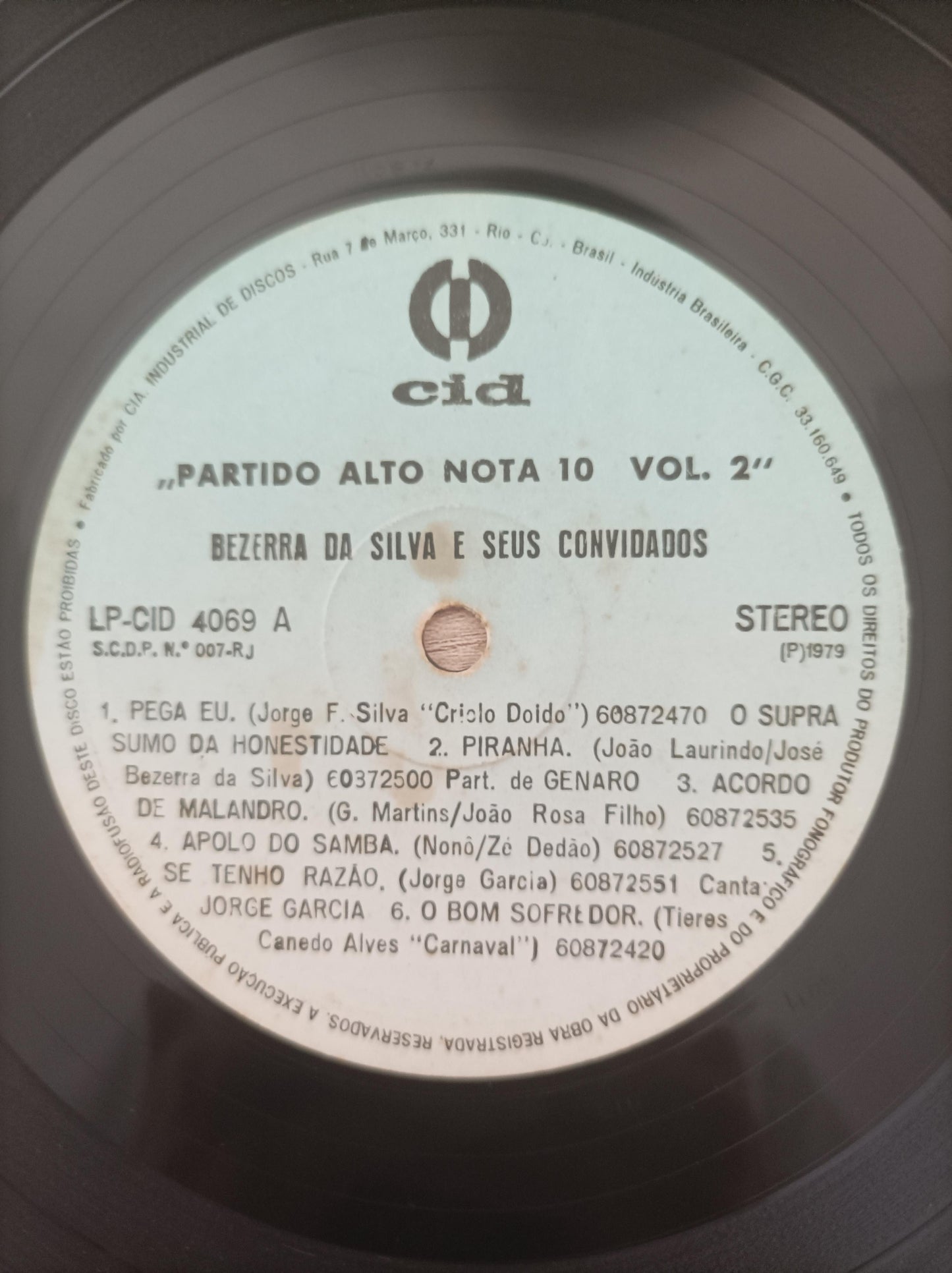 Lp Vinil Bezerra Da Silva Partido Alto Nota 10 Vol. 2