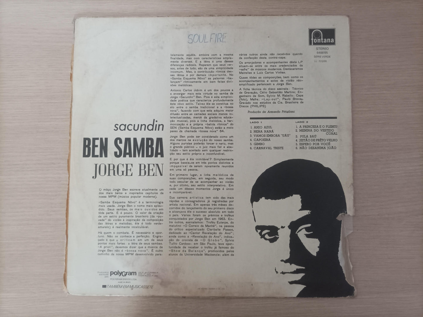 Lp Vinil Jorge Ben Sacundin Ben Samba