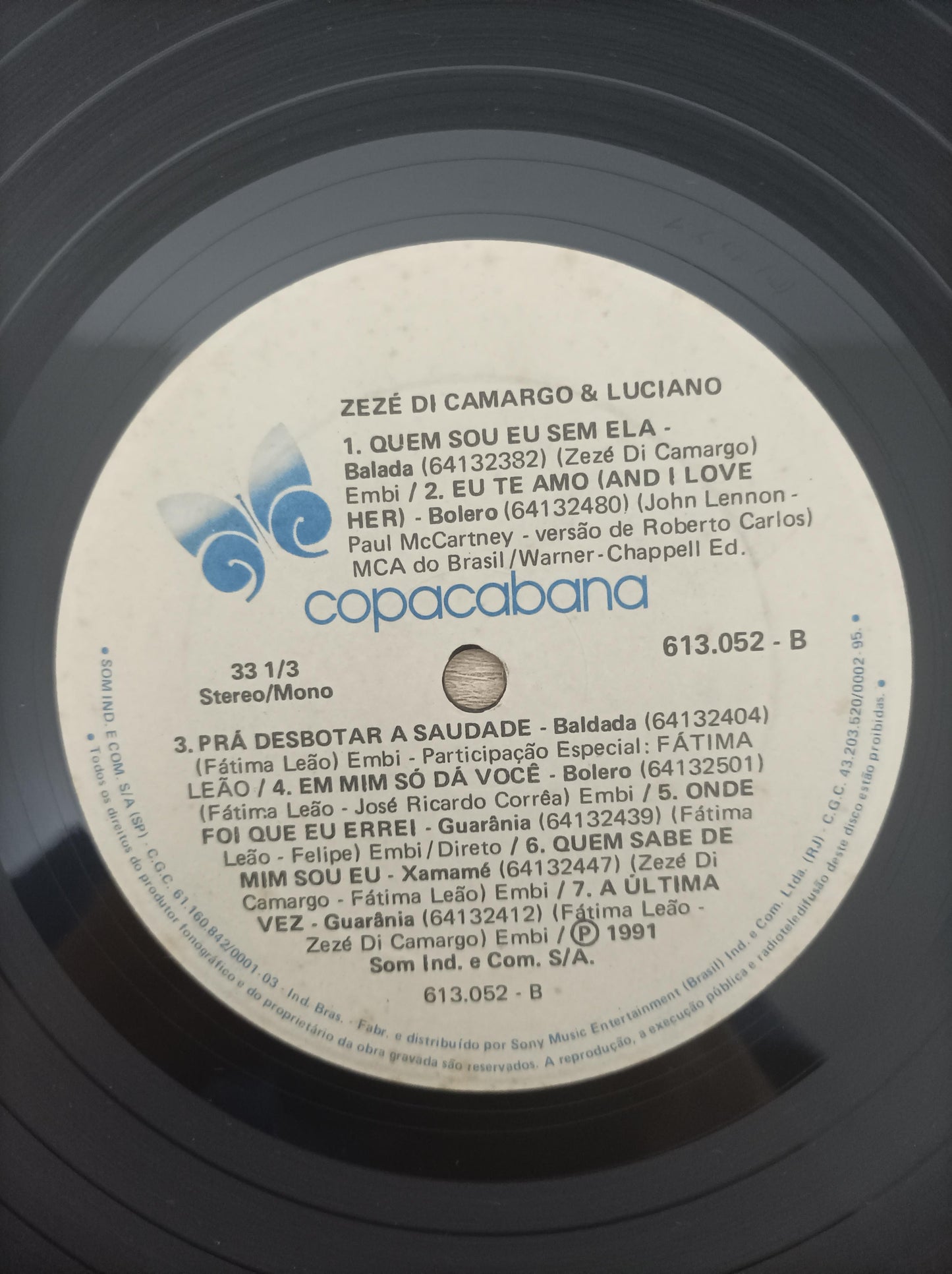 Lp Vinil Zezé Di Camargo & Luciano 1991