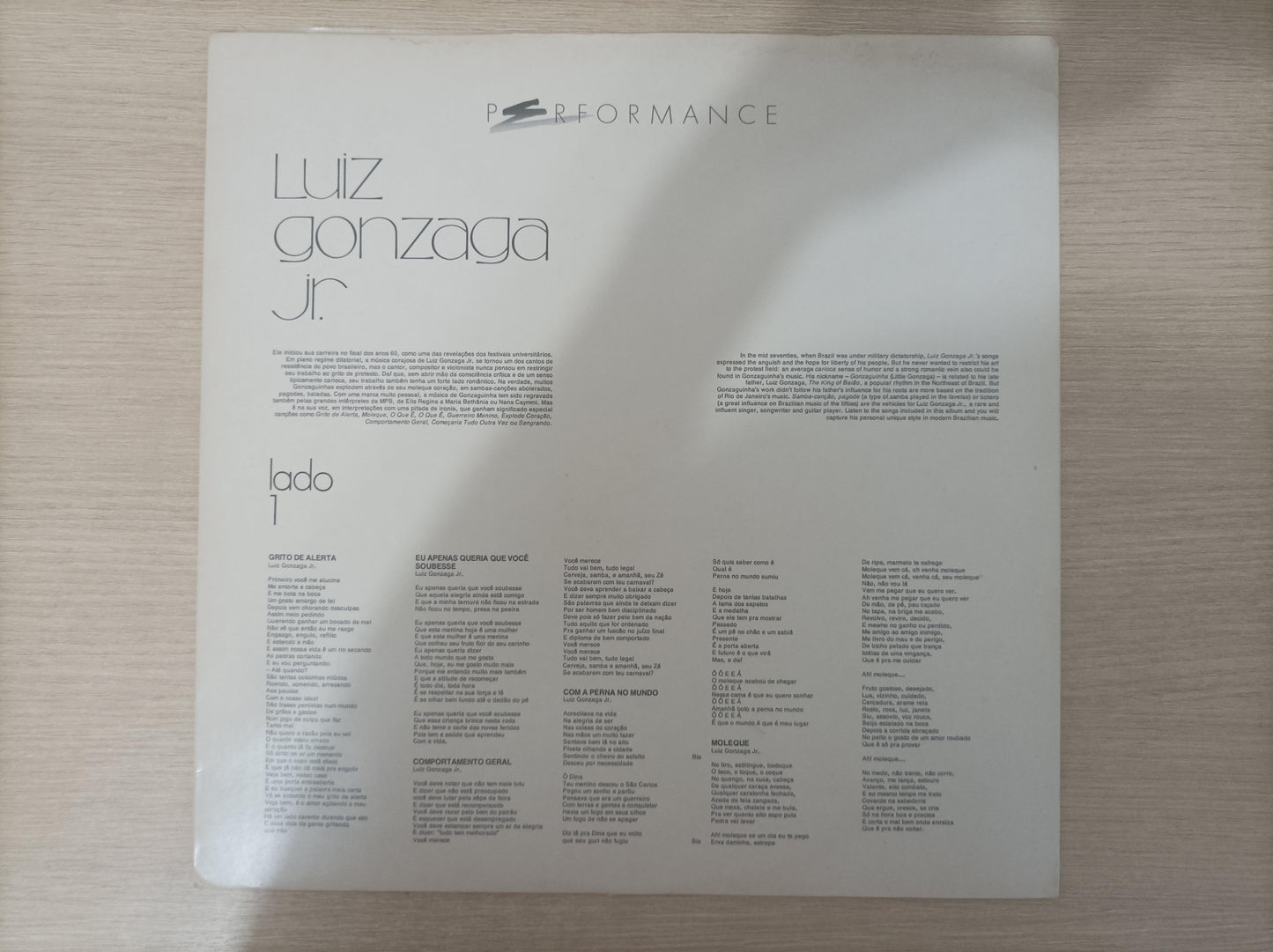 Lp Vinil Gonzaguinha Performance Com Encarte