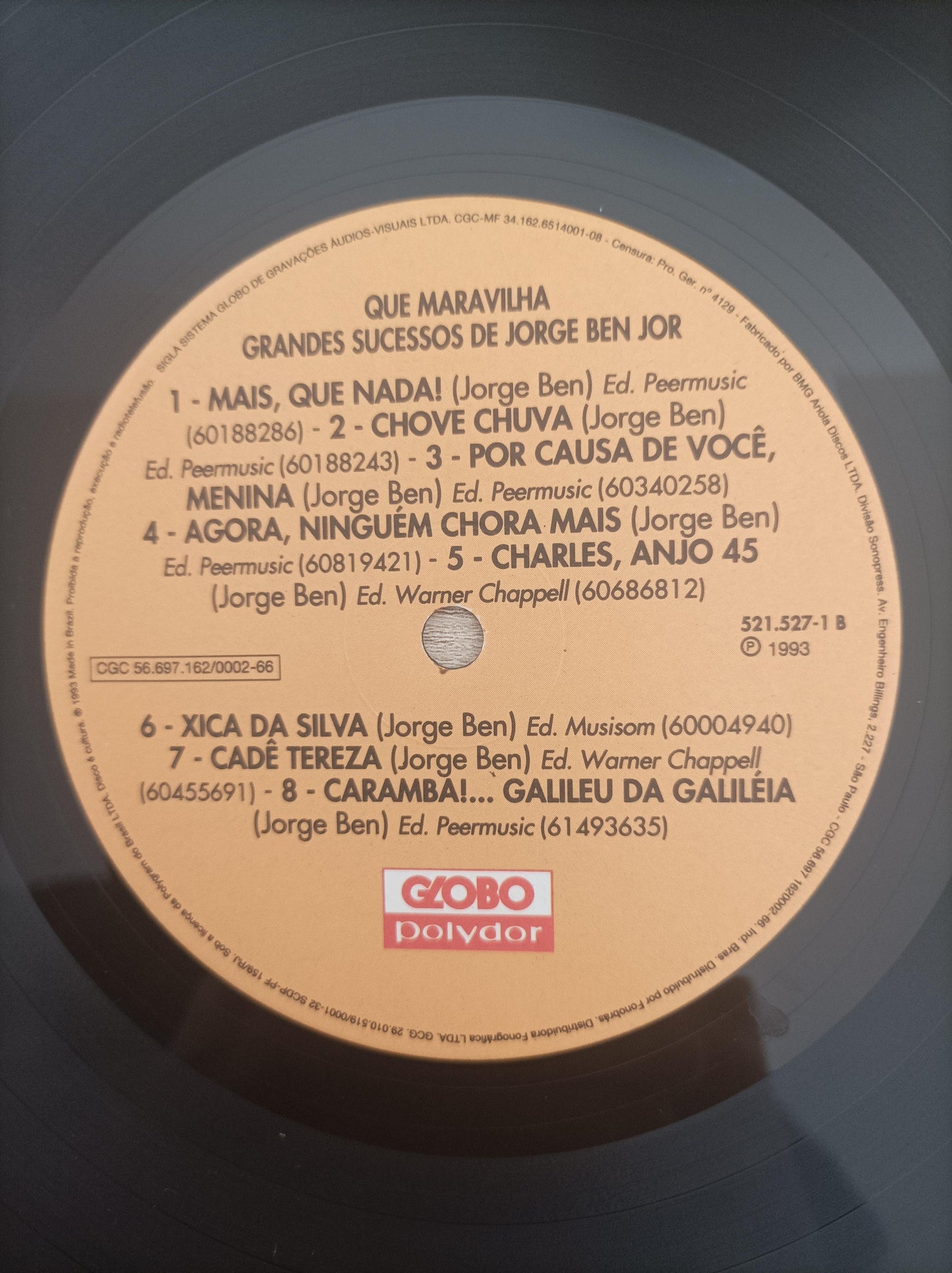 Lp Vinil Jorge Ben Que Maravilha (Grandes Sucessos de)