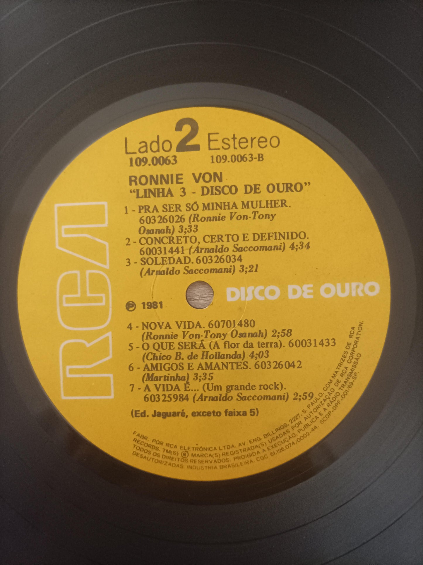 Lp Vinil Ronnie Von Linha 3 Disco de Ouro