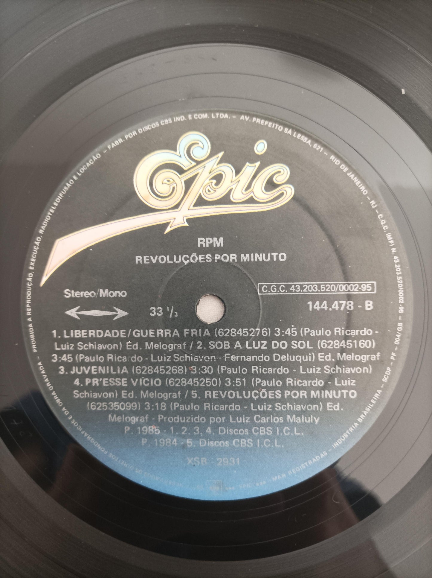 Lp Vinil RPM Revoluções Por Minuto Com Encarte