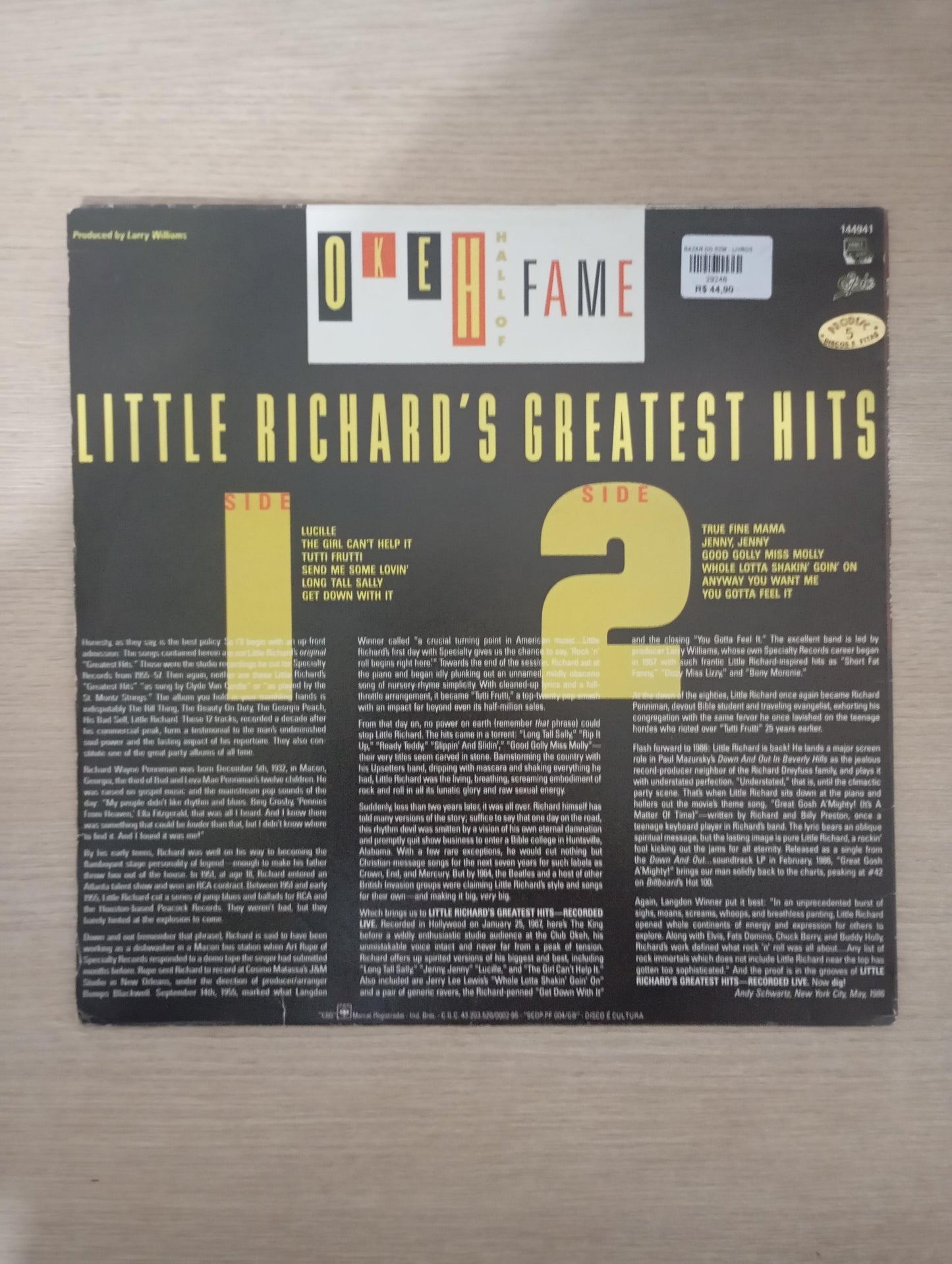 Lp Vinil Little Richard's Greatest Hits Hall Of Fame