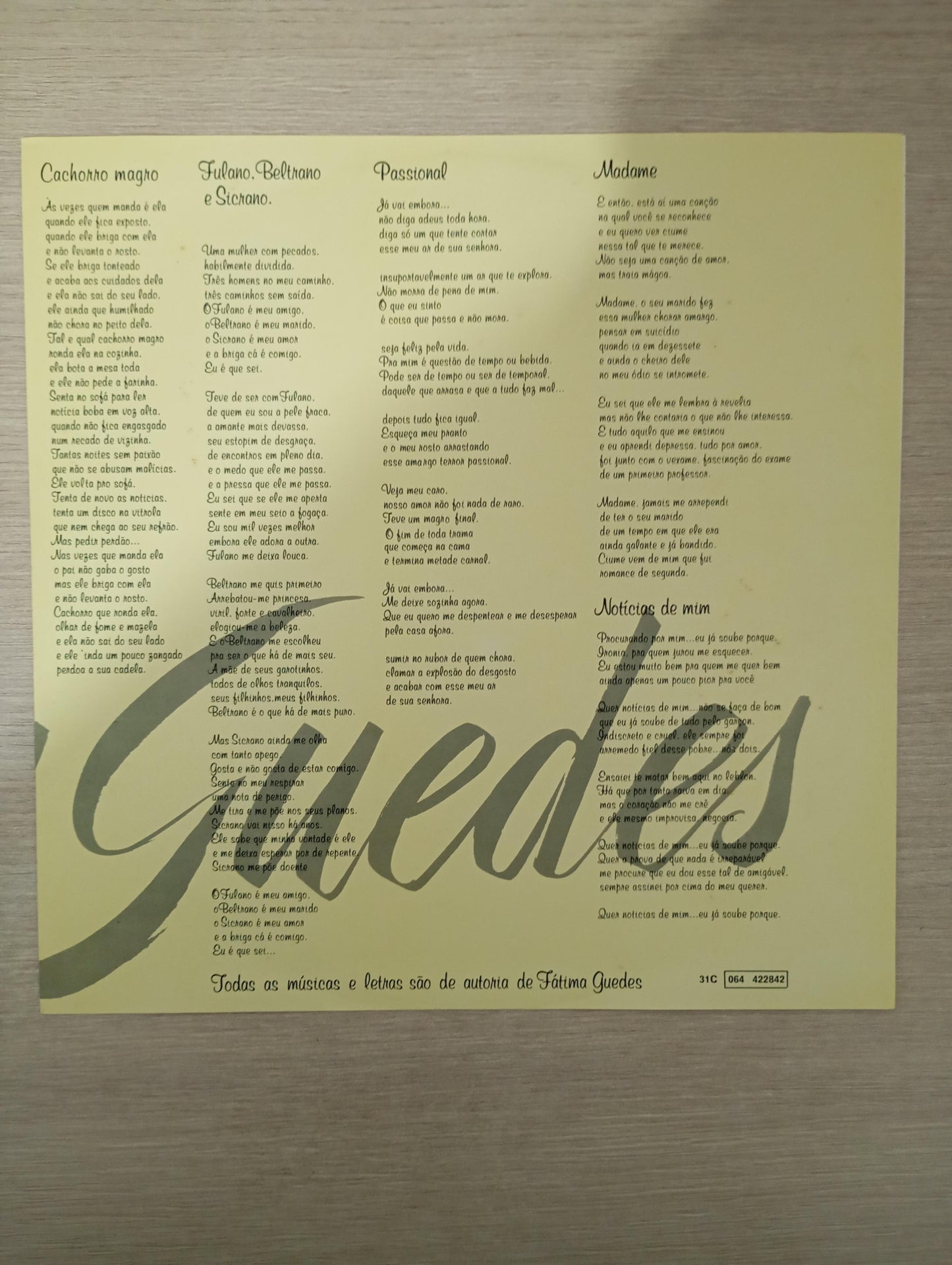 Lp Vinil Fátima Guedes 1979 Com Encarte