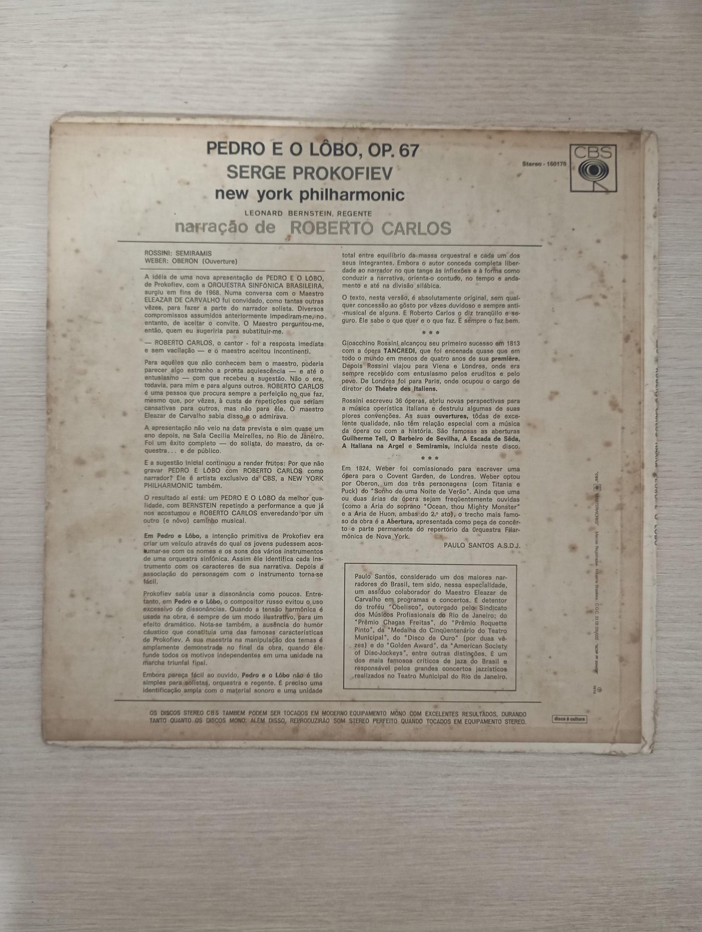 Lp Vinil Roberto Carlos Narra Pedro E O Lôbo Op. 67