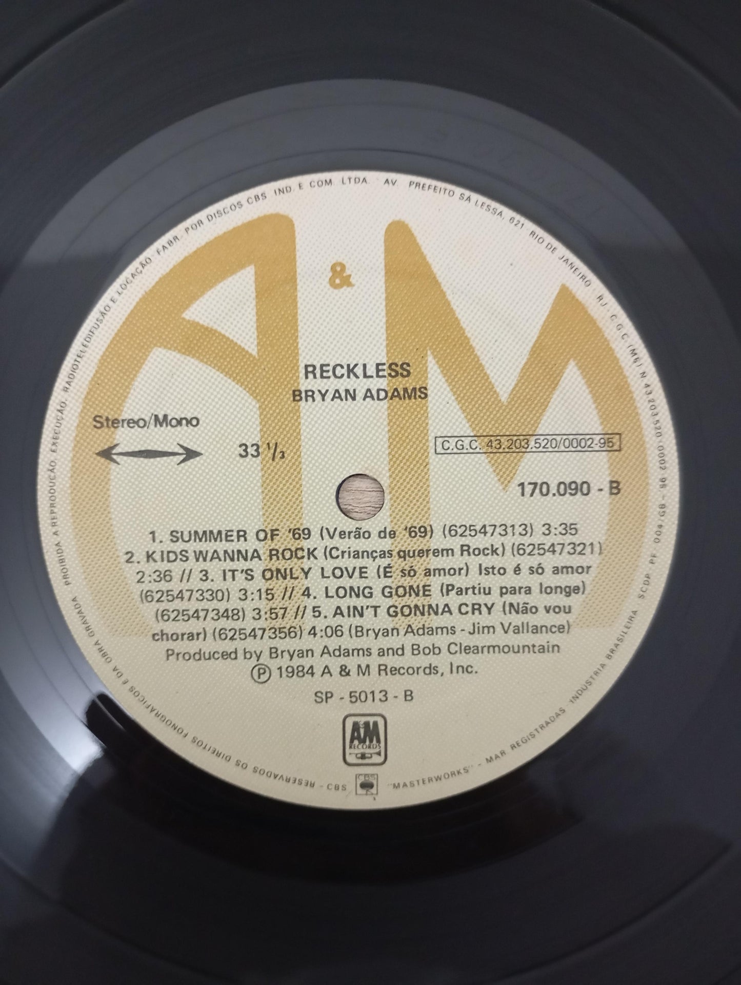 Lp Vinil Bryan Adams Reckless
