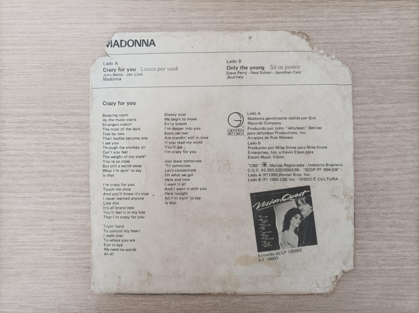 Compacto Vinil Madonna Crazy For You