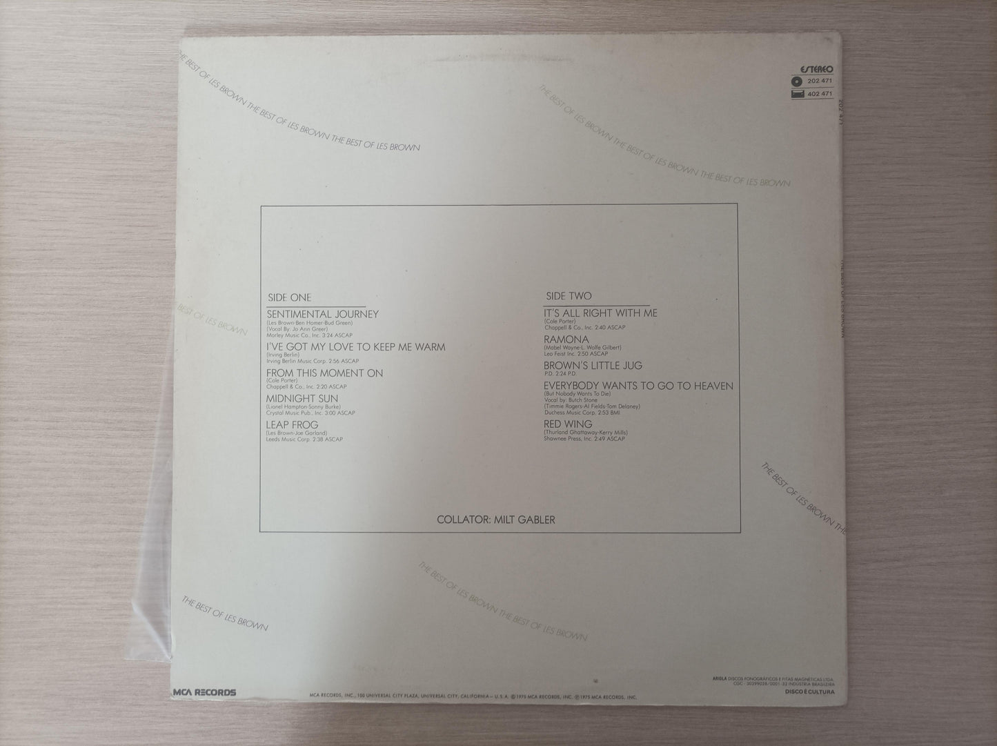 Lp Vinil Les Brown The Best of Com Encarte