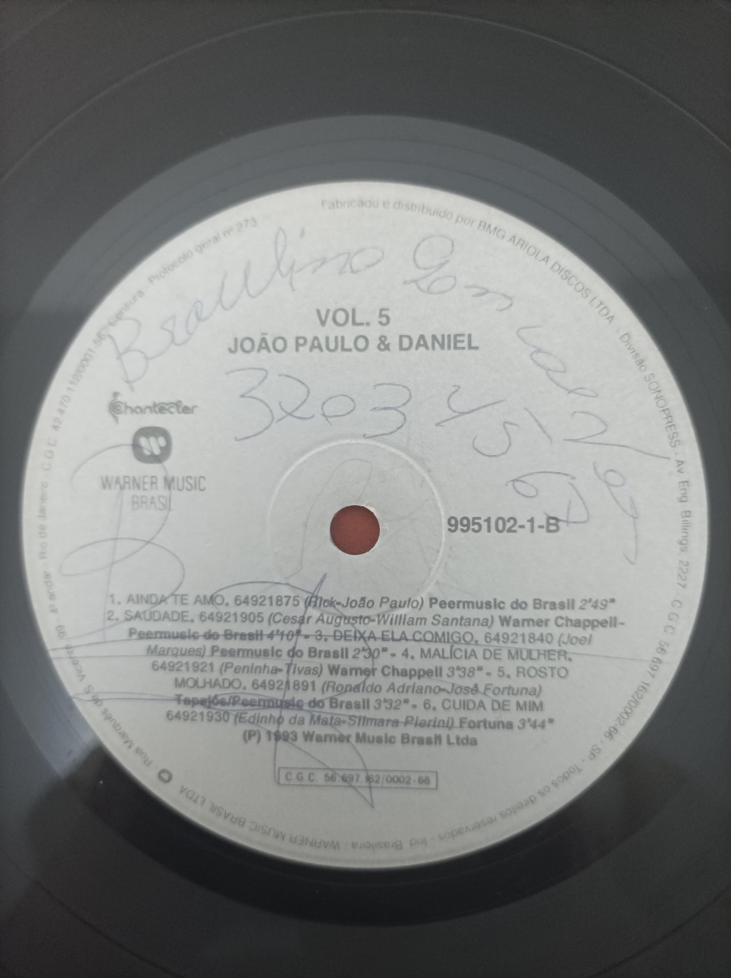 Lp Vinil João Paulo & Daniel Vol. 5 Com Encarte