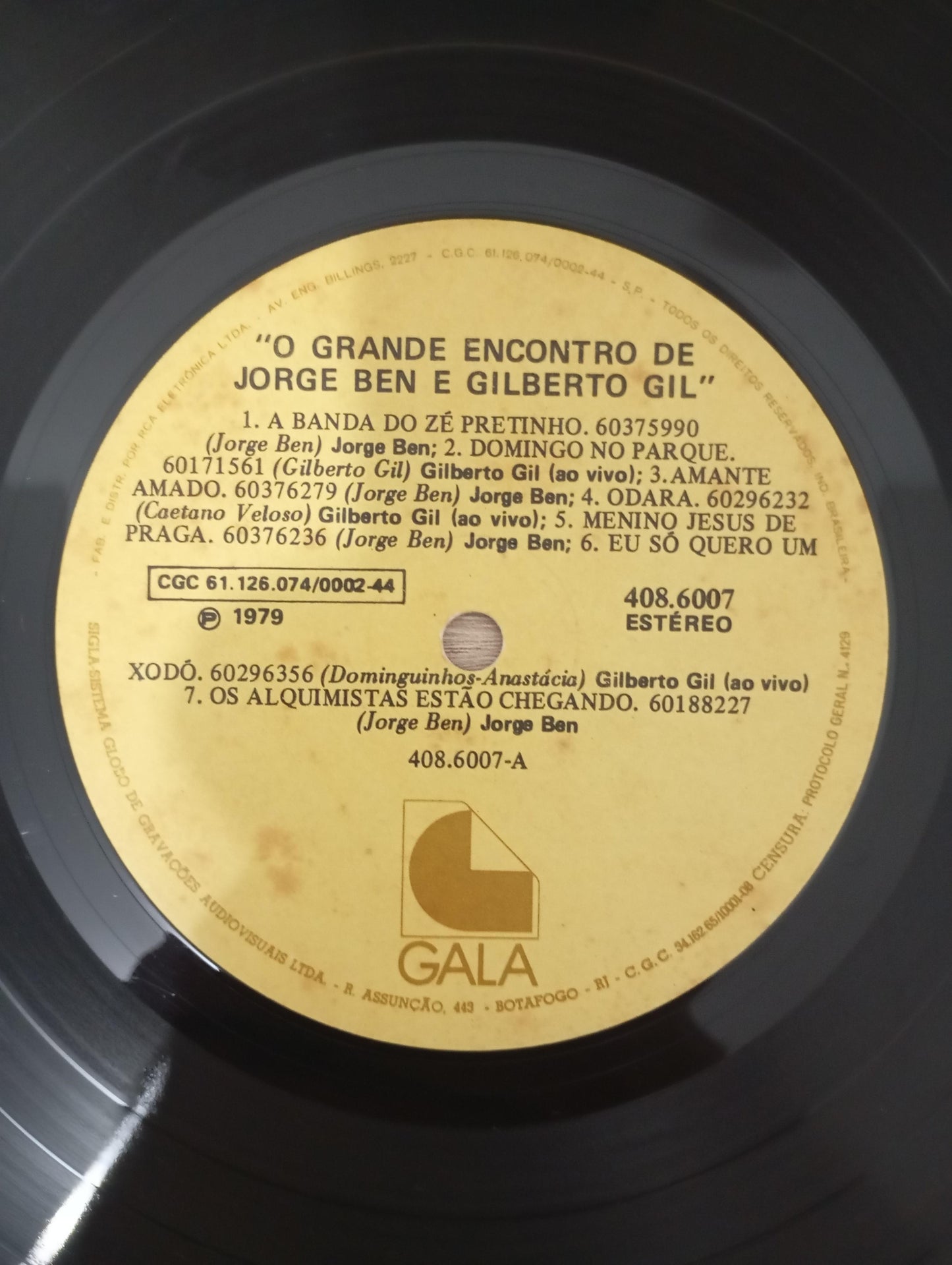 Lp Vinil Jorge Ben e Gilberto Gil Gala Apresenta O Encontro