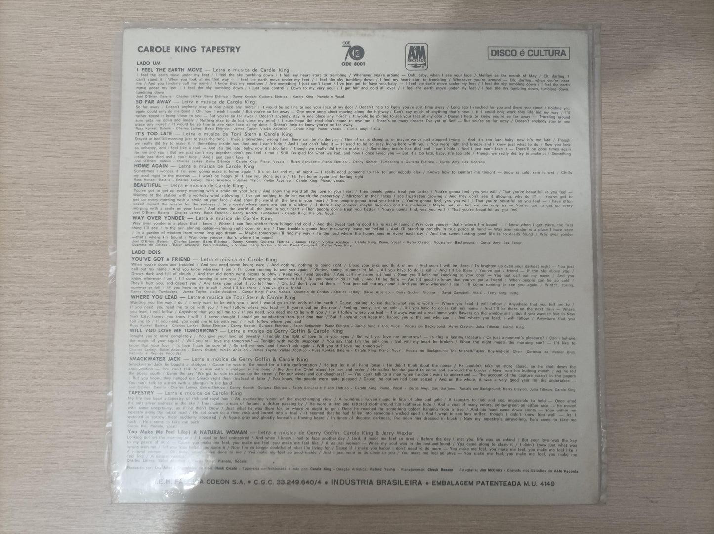 Lp Vinil Carole King Tapestry