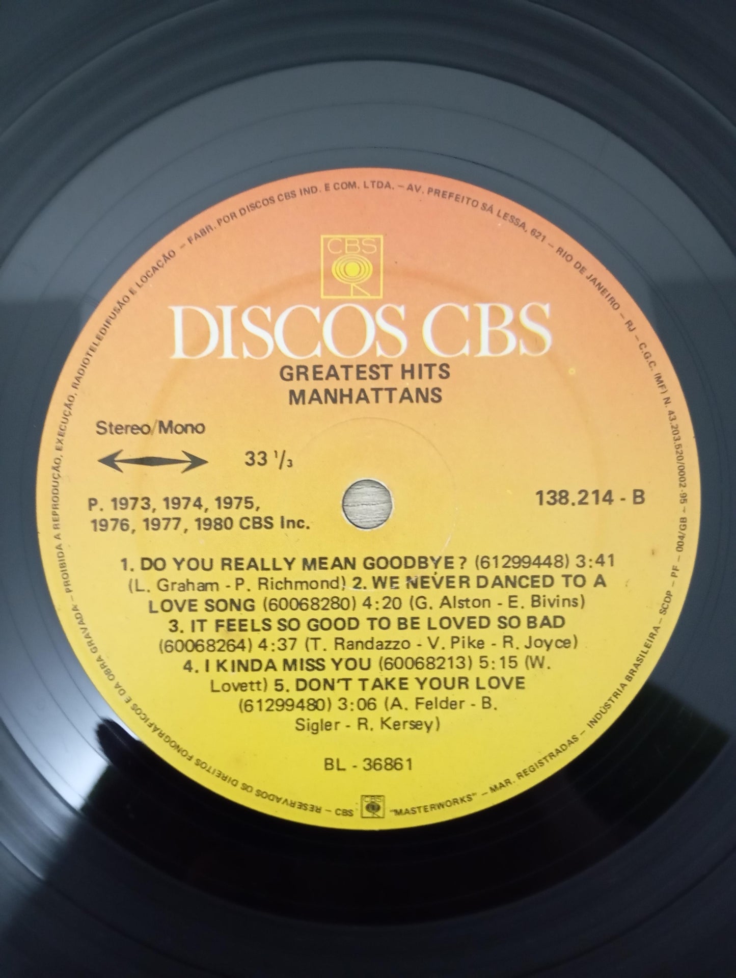 Disco Vinil Greatest Hits Manhattans A