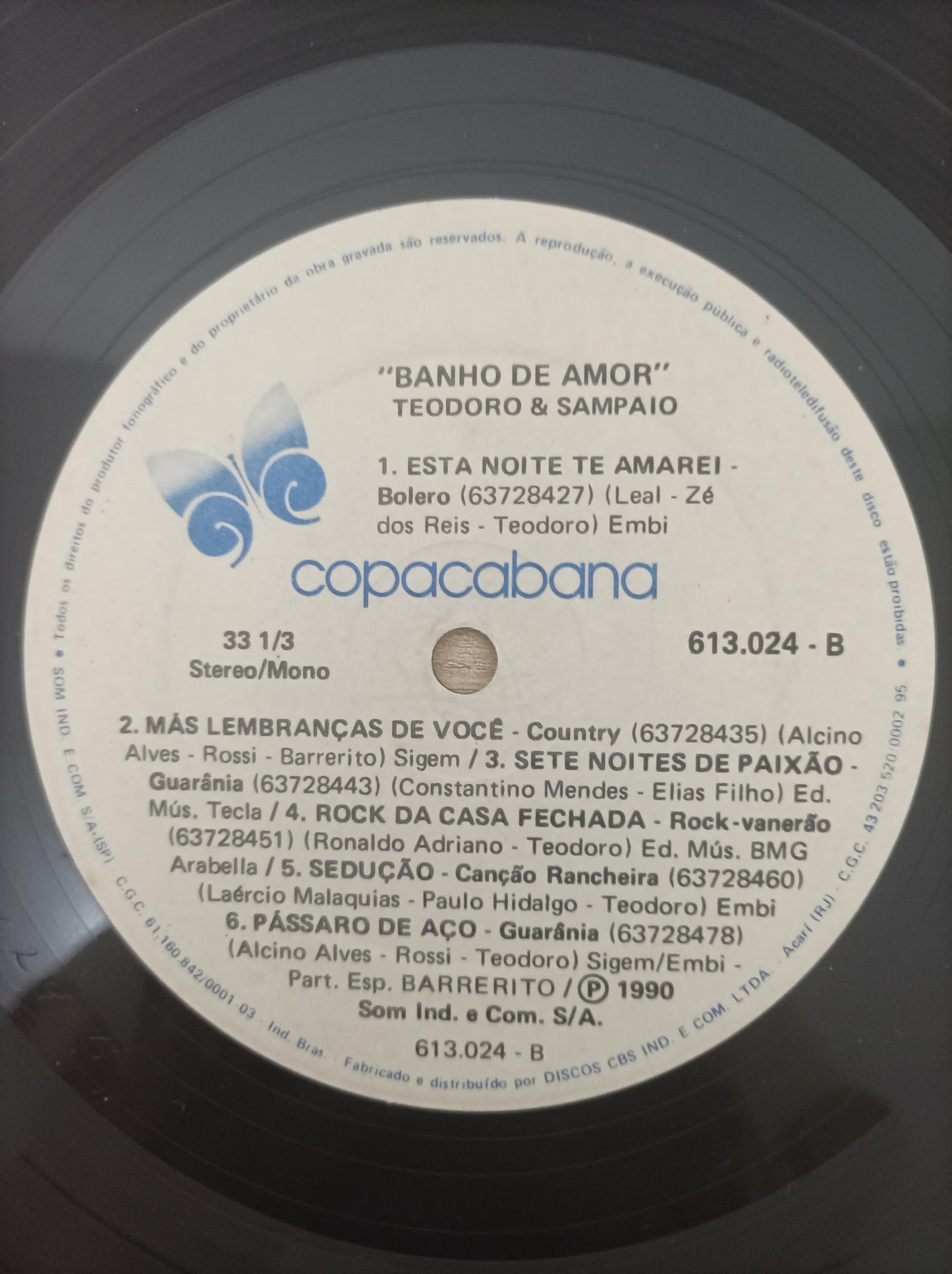 Lp Vinil Teodoro & Sampaio Banho De Amor