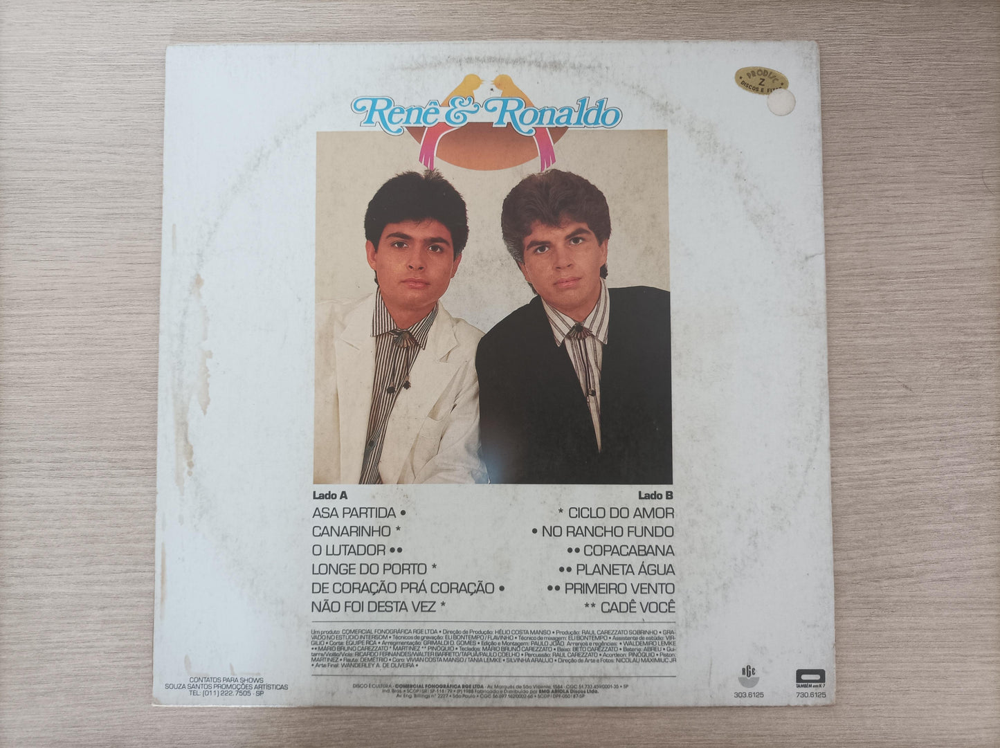 Lp Vinil Renê & Ronaldo 1988