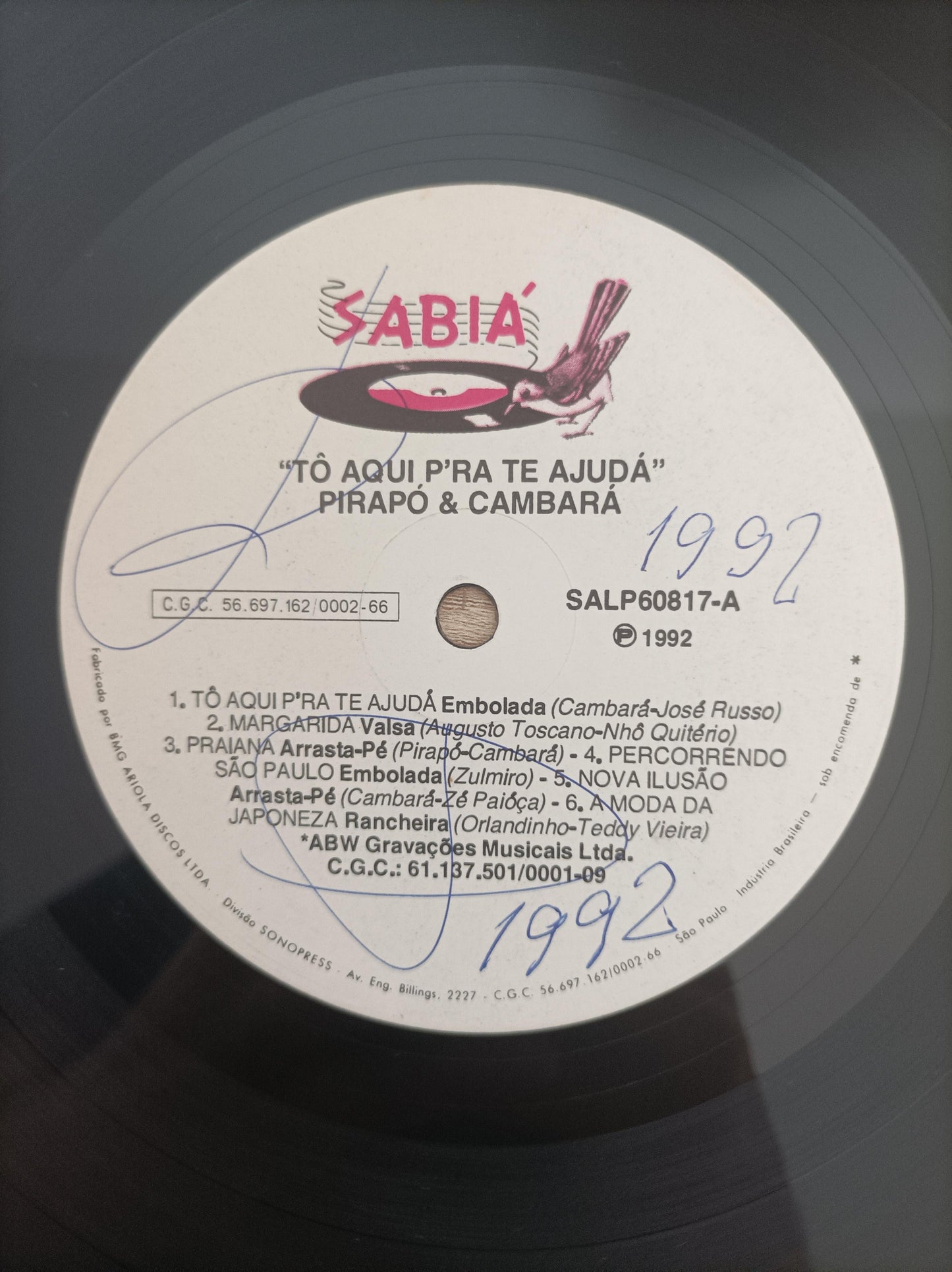 Lp Vinil Pirapó E Cambará Tô Aqui P'ra Te Ajudá