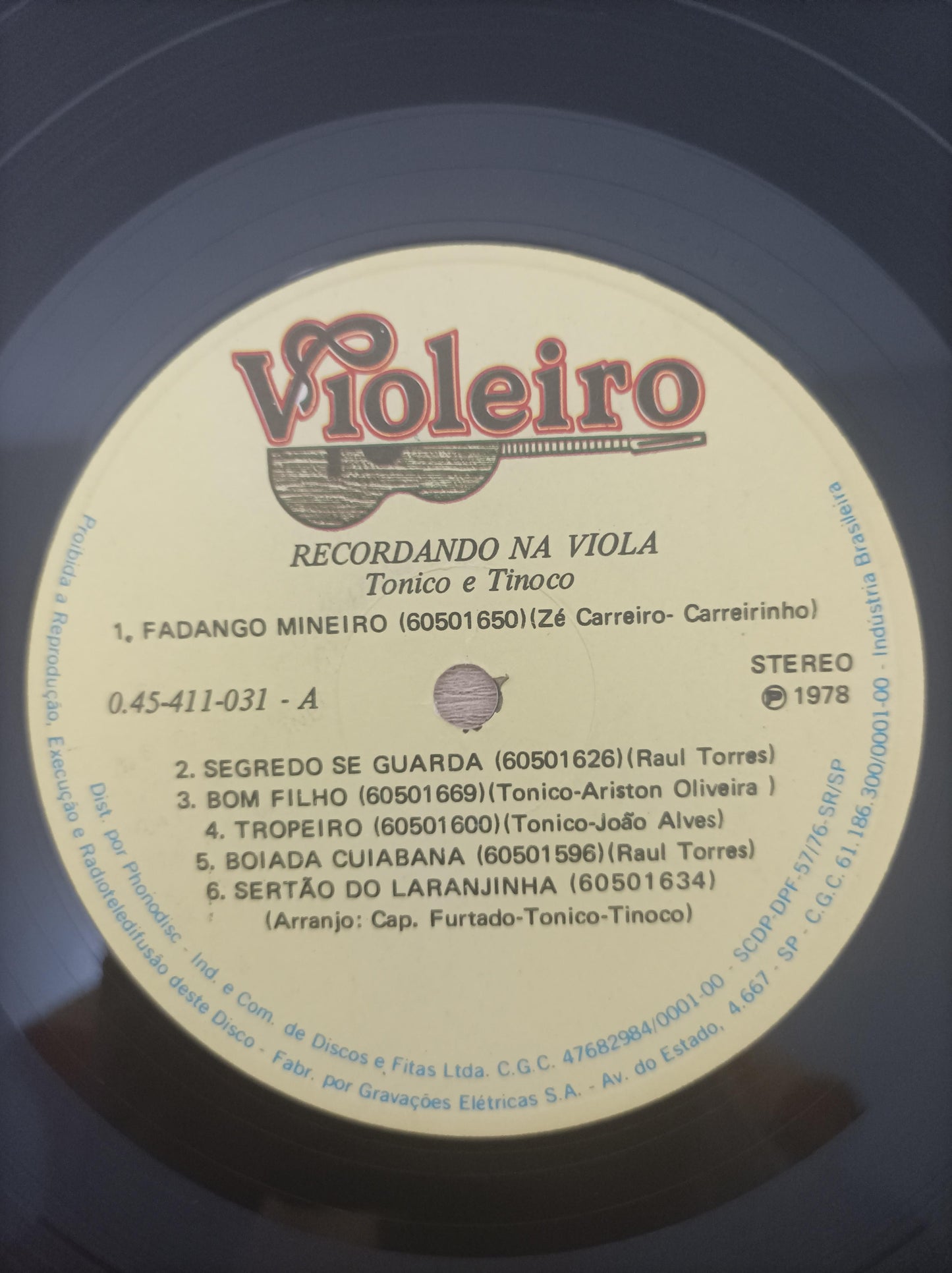 Lp Vinil Tonico & Tinoco Recordando Na Viola