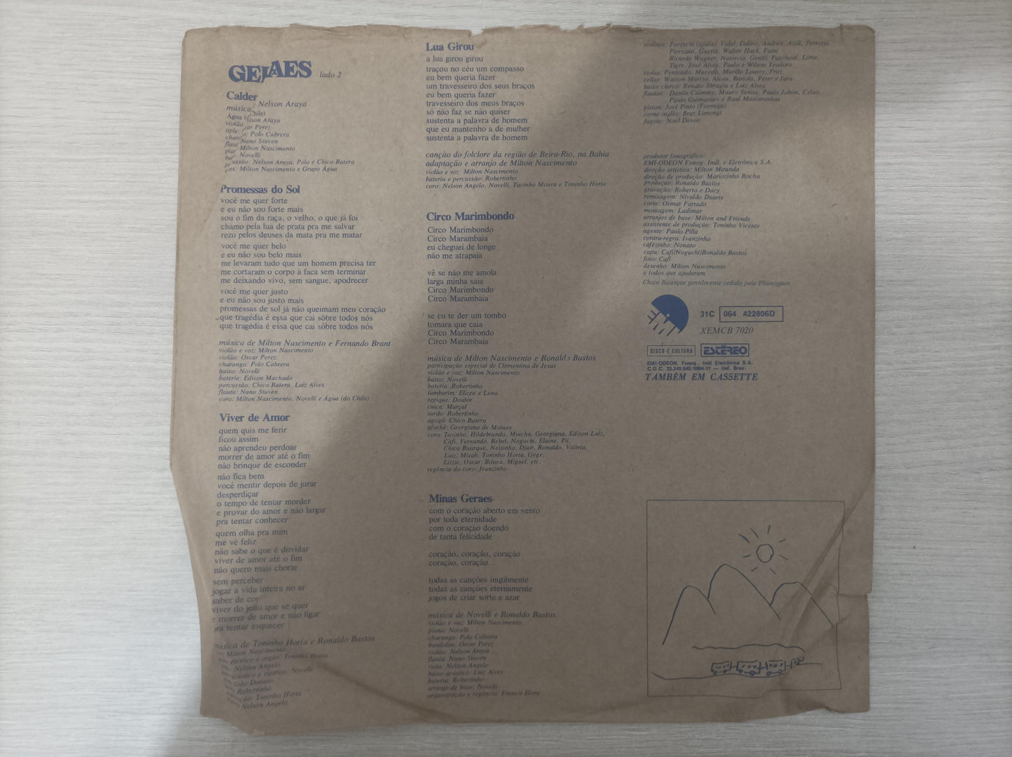 Disco Vinil Geraes Milton Nascimento Capa Dupla C/ Encarte A