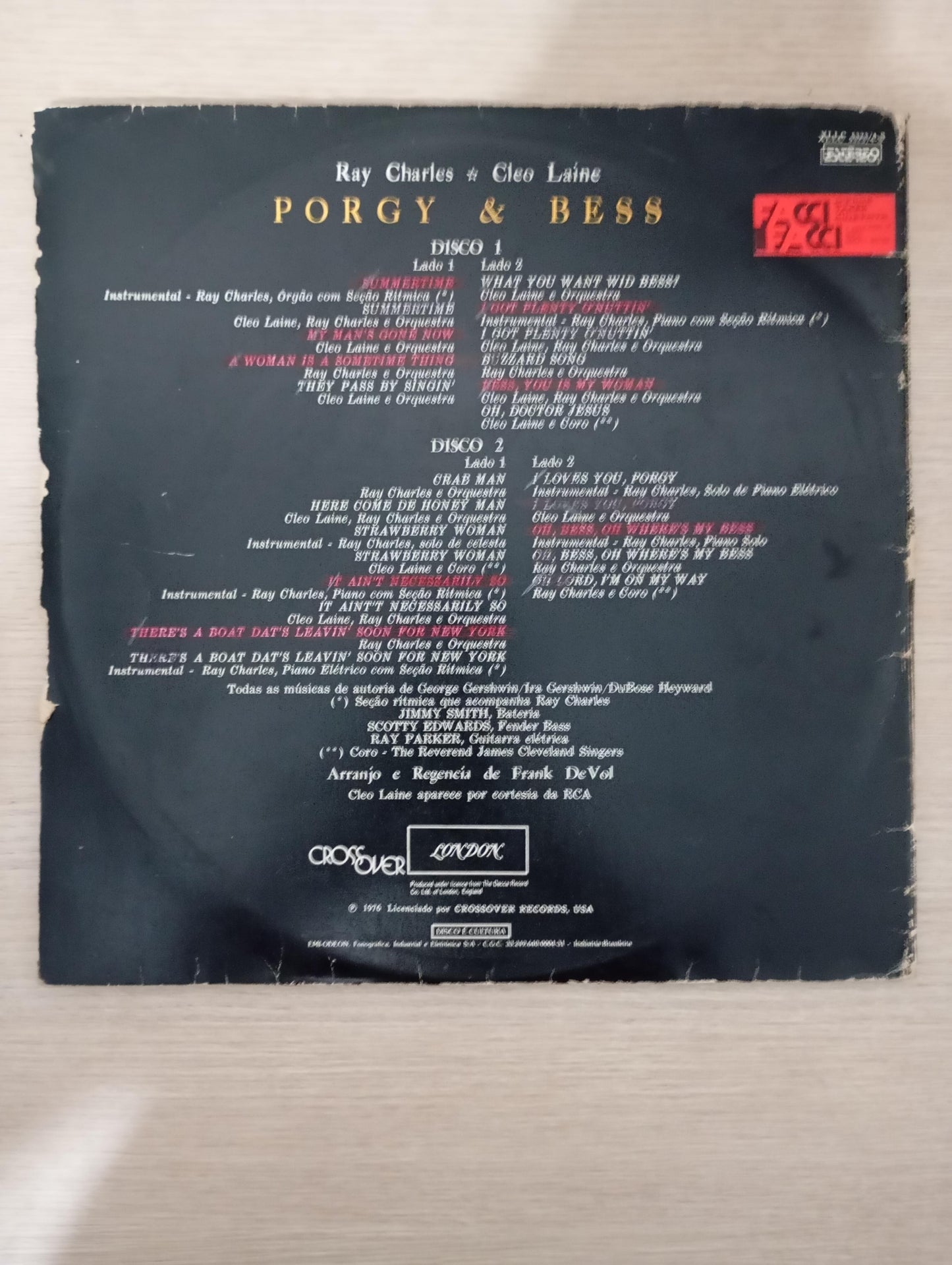 Lp Vinil Ray Charles & Cleo Laine Porgy & Bess Duplo