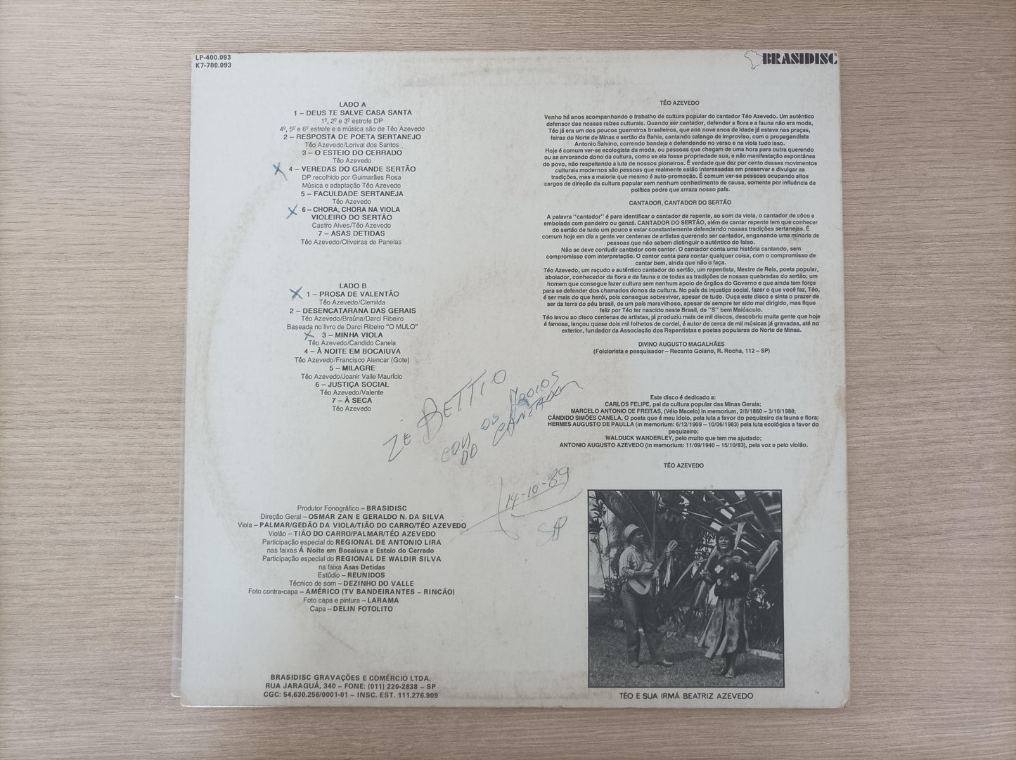 Lp Vinil Teo Azevedo Guerrilheiro Da Natura
