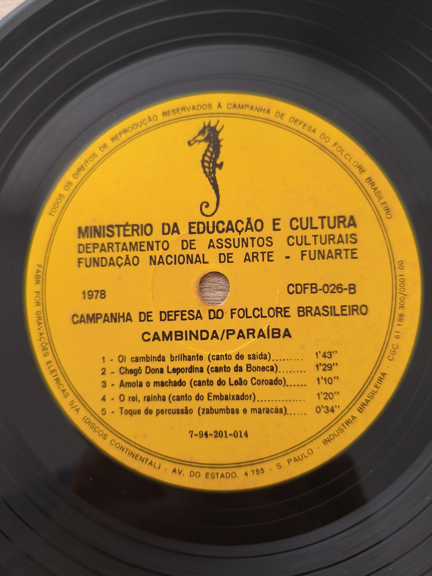 Compacto Vinil Folclore Brasileiro 26 Cambinda / Paraíba