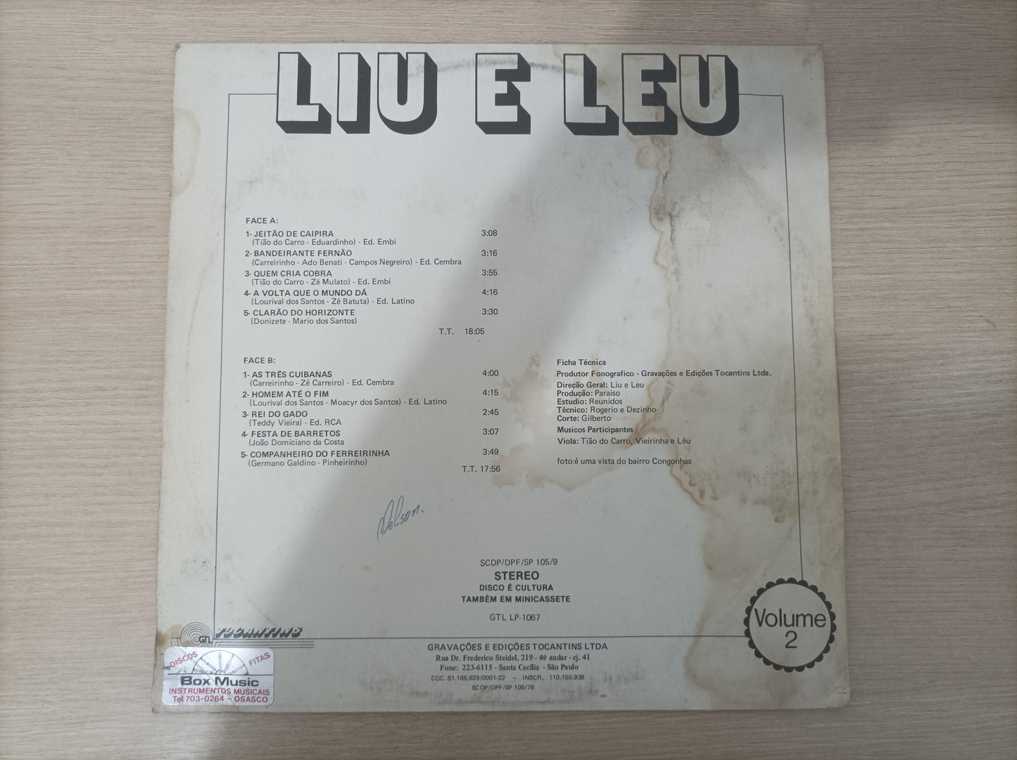 Lp Vinil Liu E Léu Jeitão de Caipira Só Moda de Viola Vol. 2