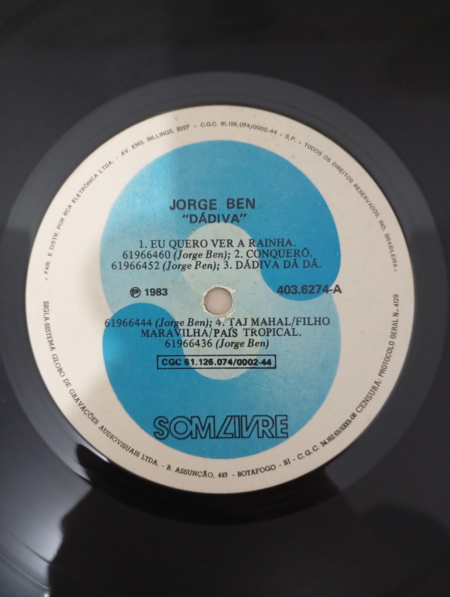 Disco Vinil Dádiva Jorge Ben Com Encarte A