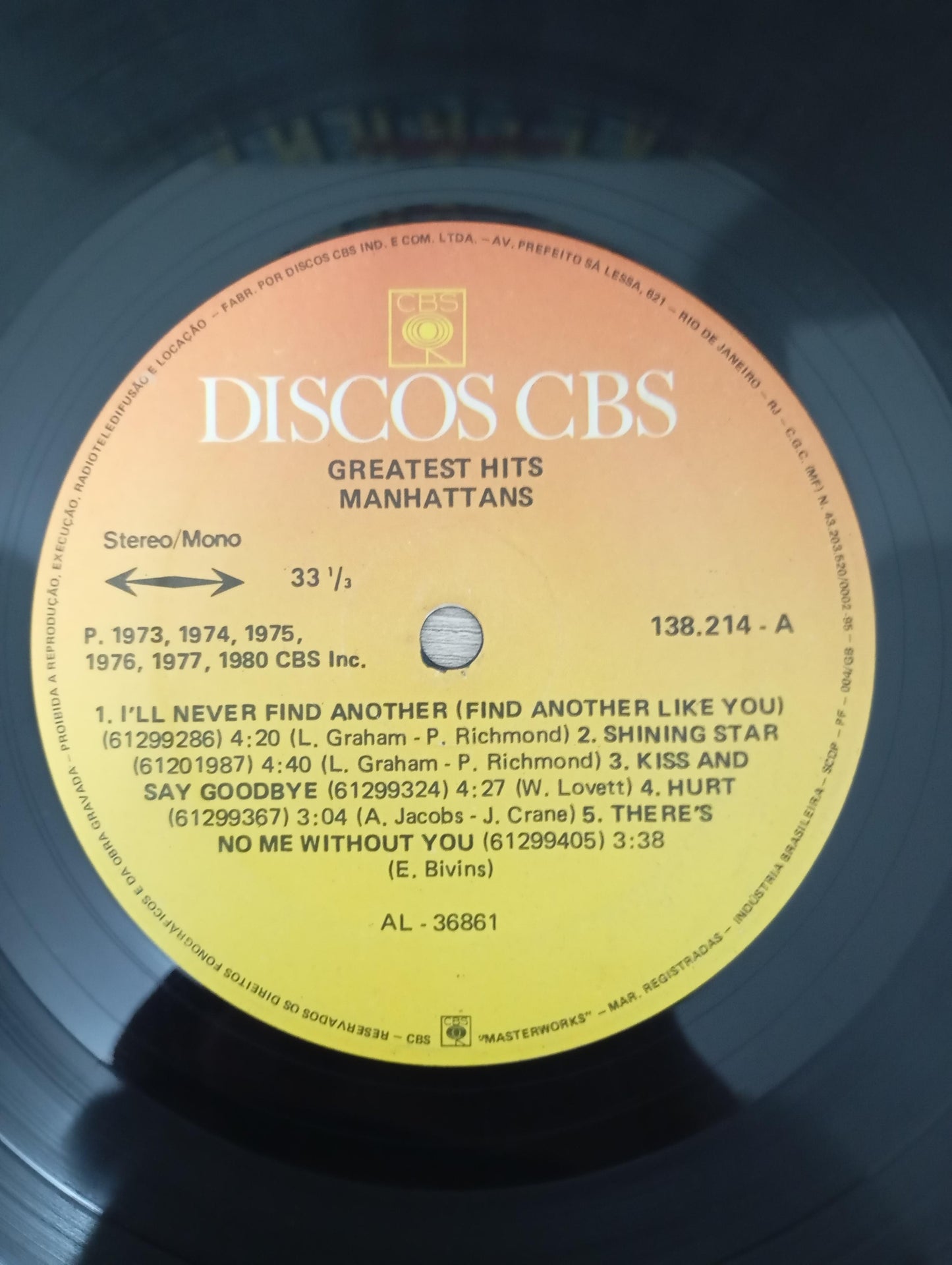 Disco Vinil Greatest Hits Manhattans A