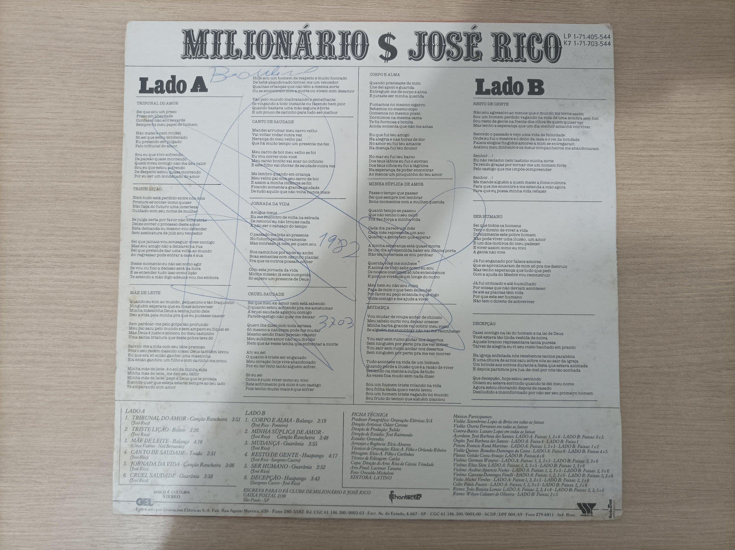 Lp Vinil Milionário & José Rico Tribunal do Amor Vol. 12
