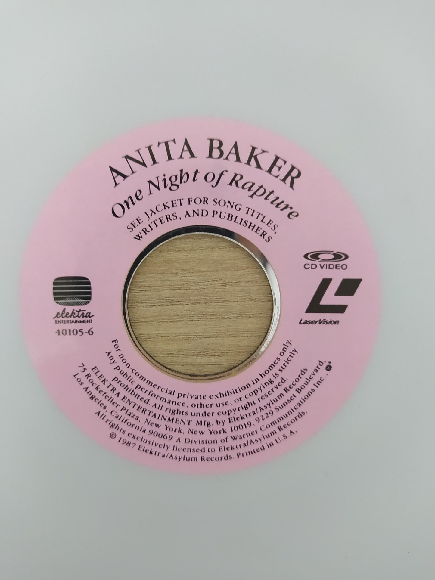 LD LaserDisc Anita Baker One Night Of Rapture Importado