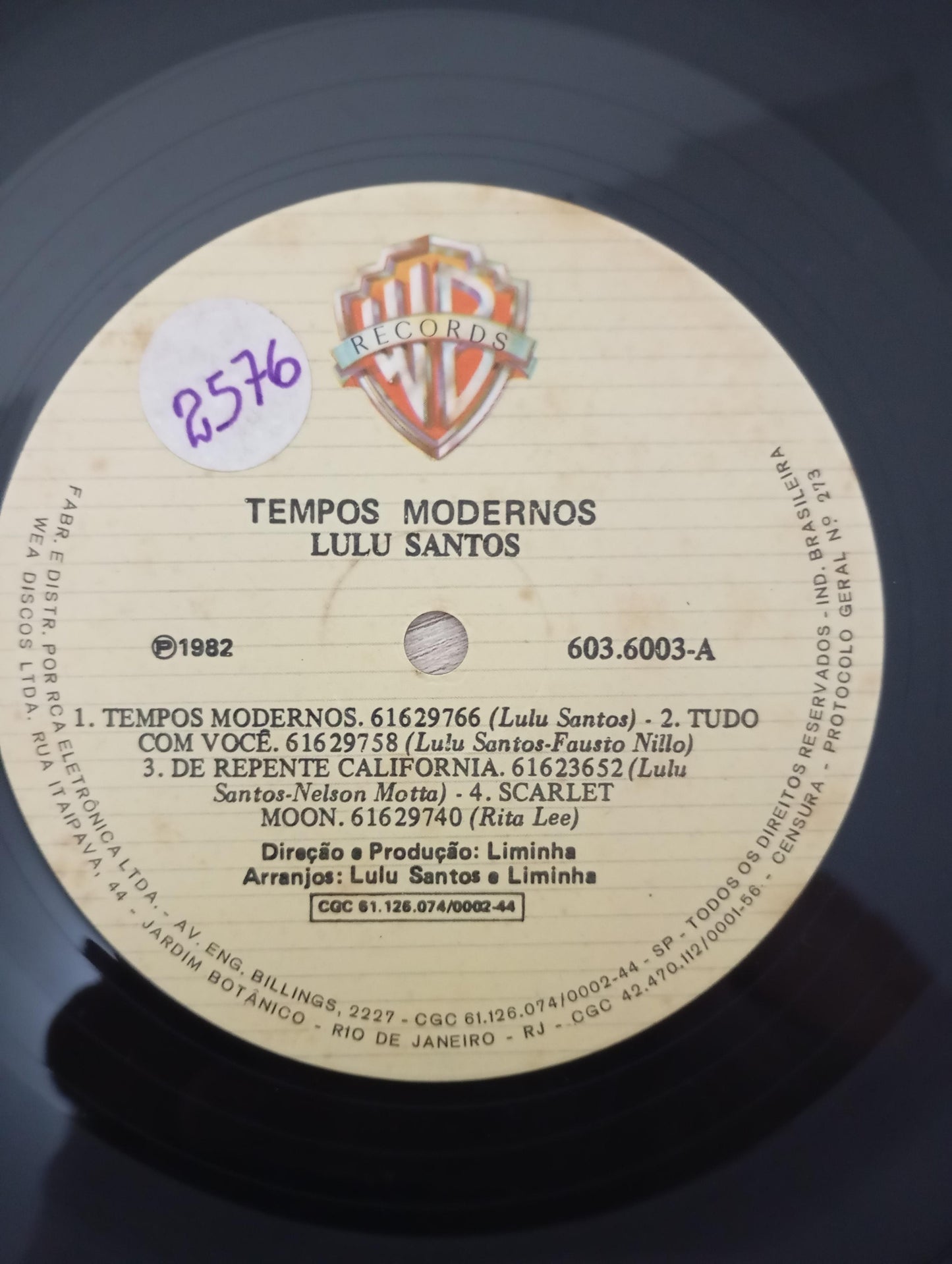 Disco Vinil Tempos Modernos Lulu Santos Com Encarte A