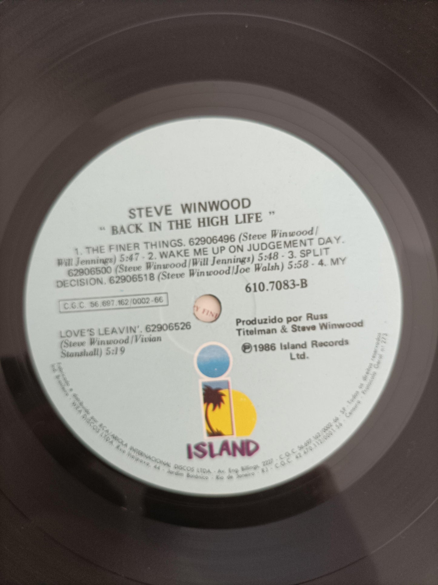 Disco Vinil Back In The High Life Steve Winwood C Encarte A