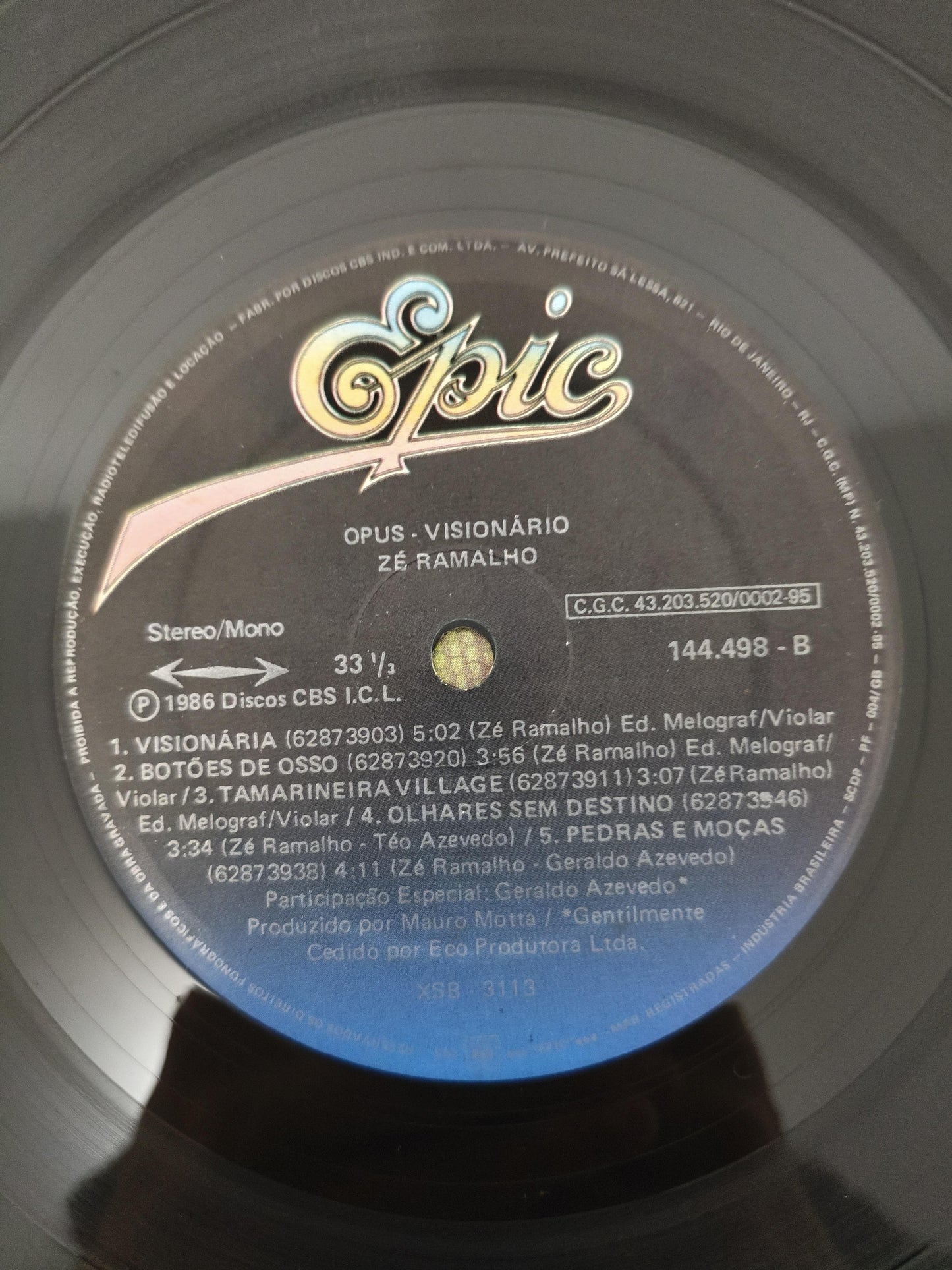 Lp Vinil Zé Ramalho Opus Visionário Com Encarte