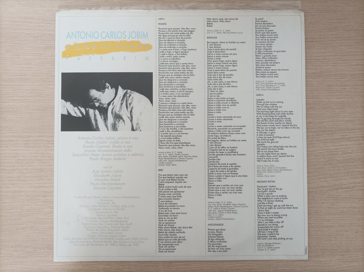 Lp Vinil Antonio Carlos Jobim Passarim Com Encarte